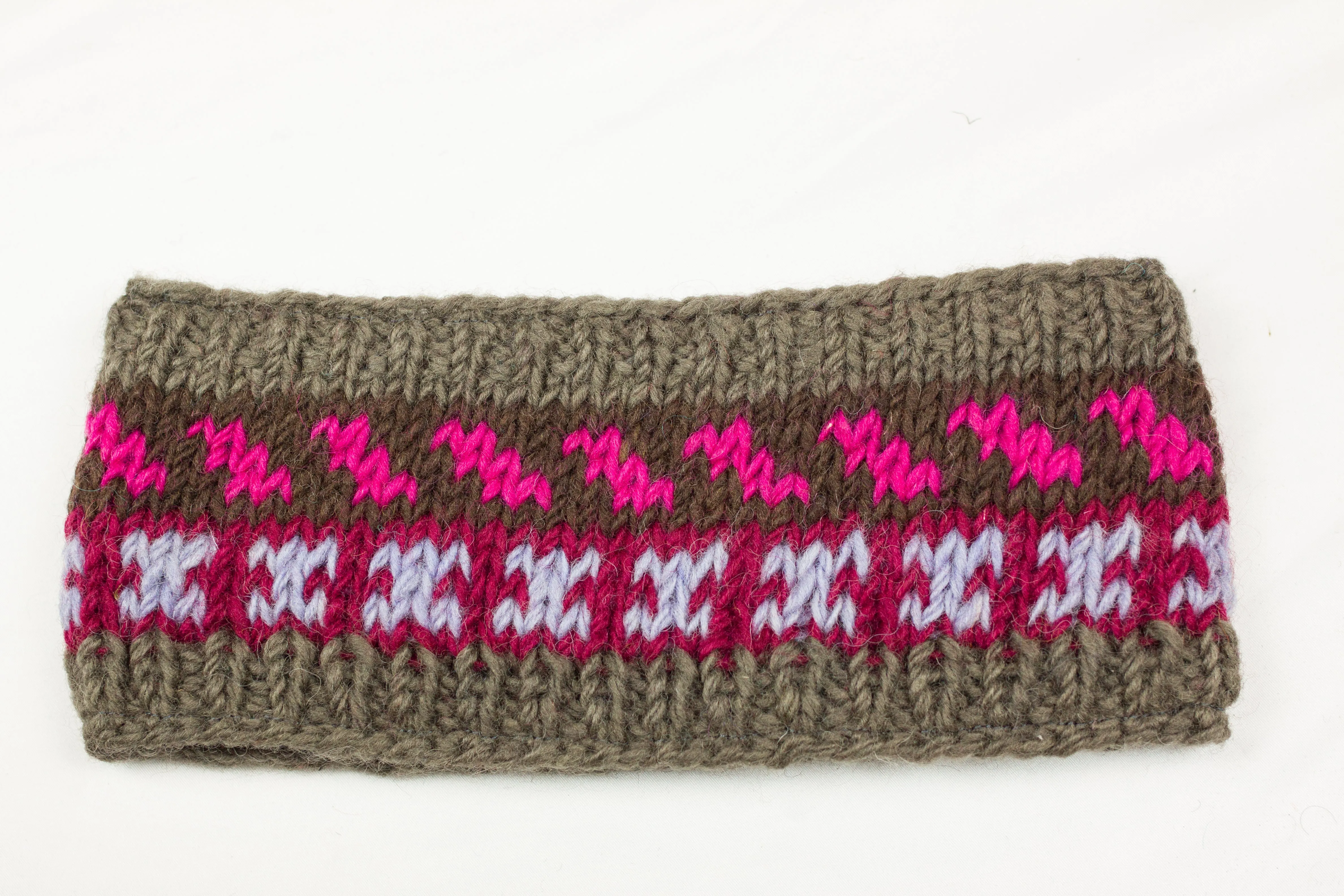 Hand knitted woolen headband with soft fleece liner - unisex