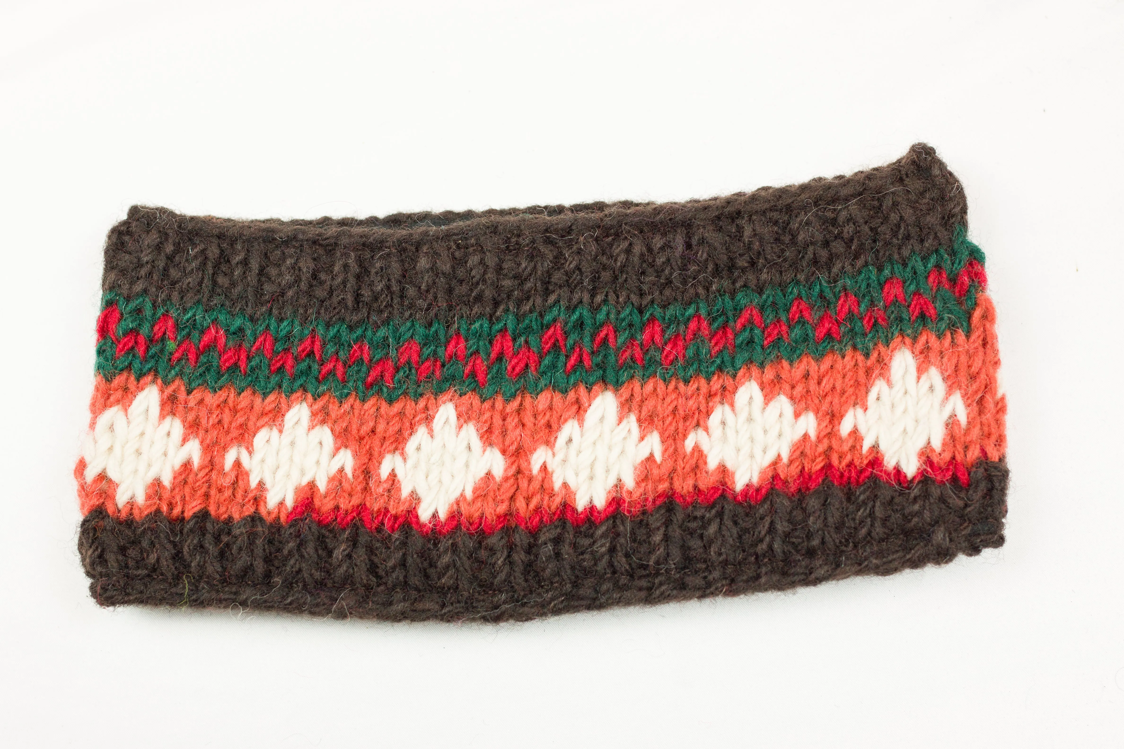 Hand knitted woolen headband with soft fleece liner - unisex