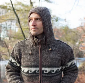 Hand knitted woolen jacket/sweater with soft inner fleece - HMPWJ13