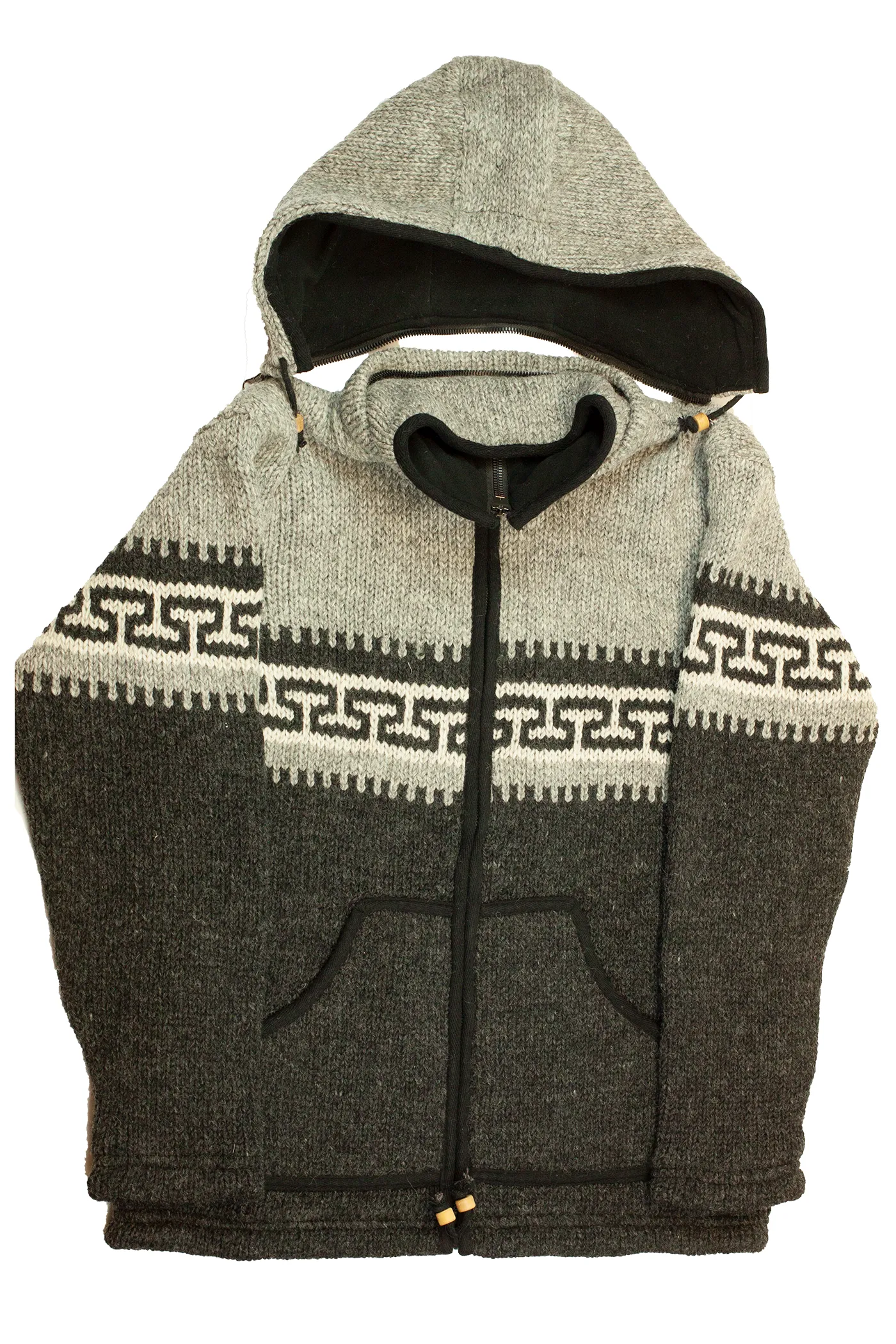 Hand knitted woolen jacket/sweater with soft inner fleece - HMPWJ17