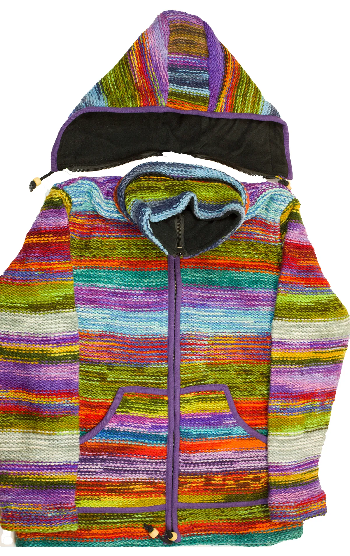 Hand knitted woolen jacket/sweater with soft inner fleece - HMPWJ3