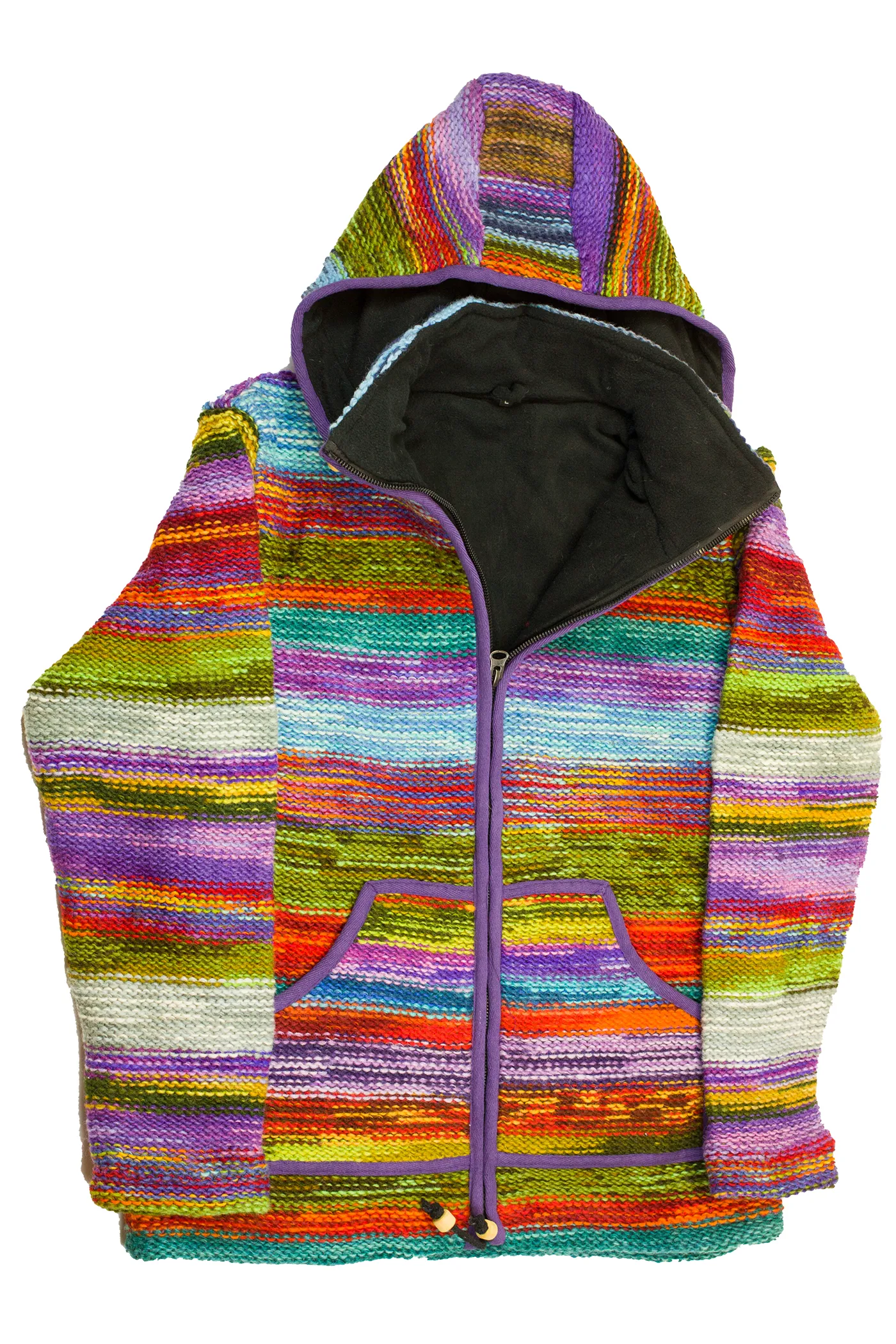 Hand knitted woolen jacket/sweater with soft inner fleece - HMPWJ3