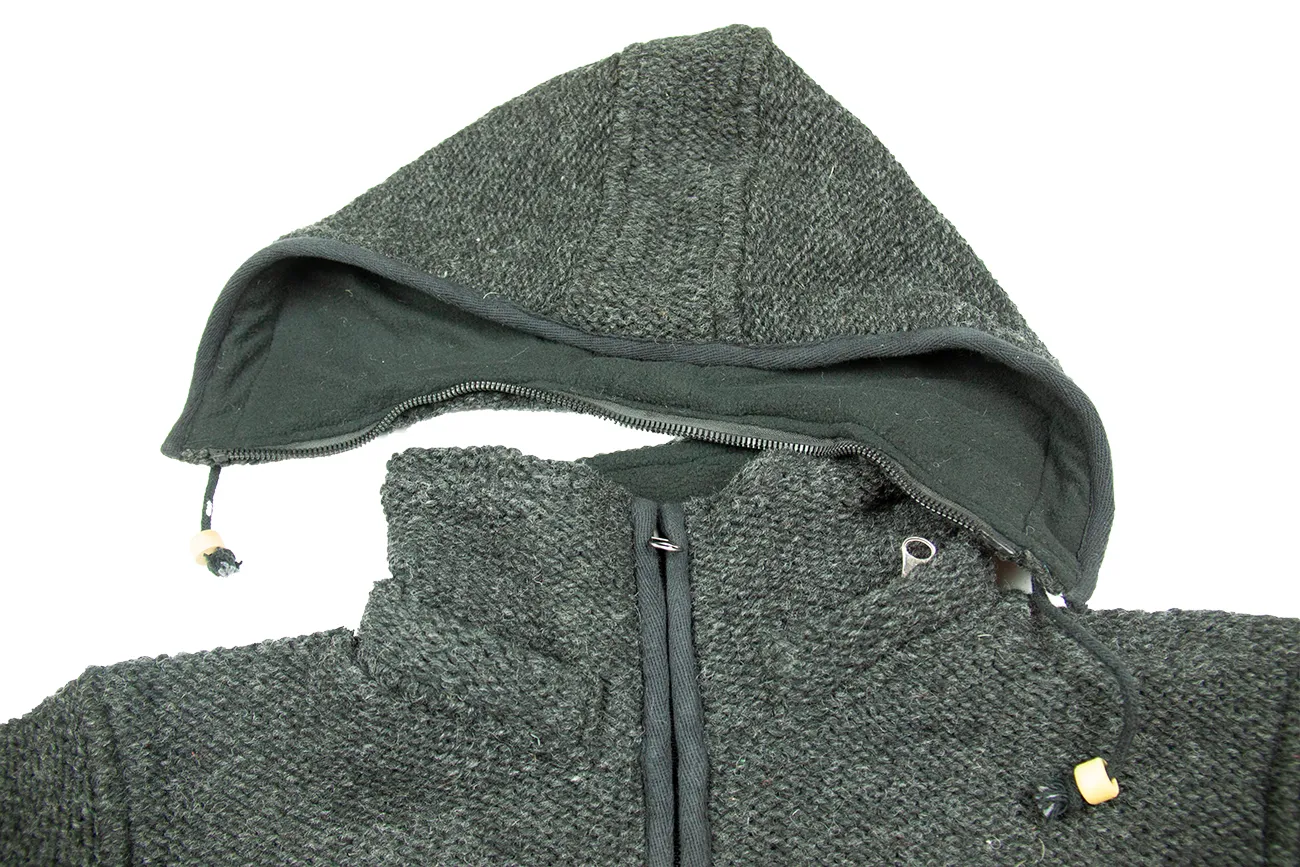Hand knitted woolen jacket/sweater with soft inner fleece - HMPWJ5