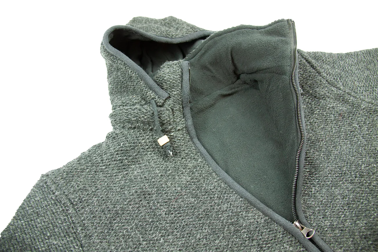 Hand knitted woolen jacket/sweater with soft inner fleece - HMPWJ5
