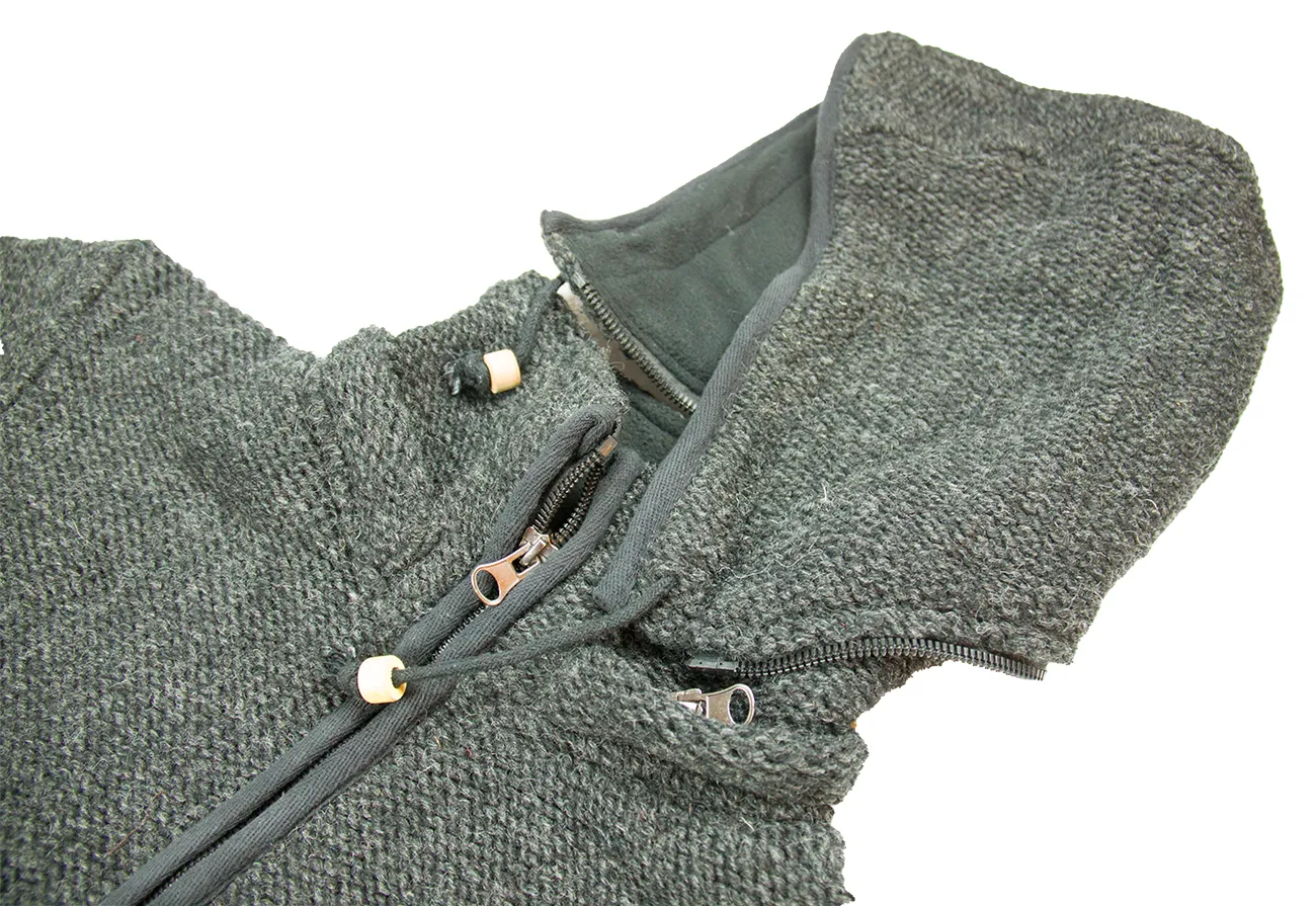Hand knitted woolen jacket/sweater with soft inner fleece - HMPWJ5