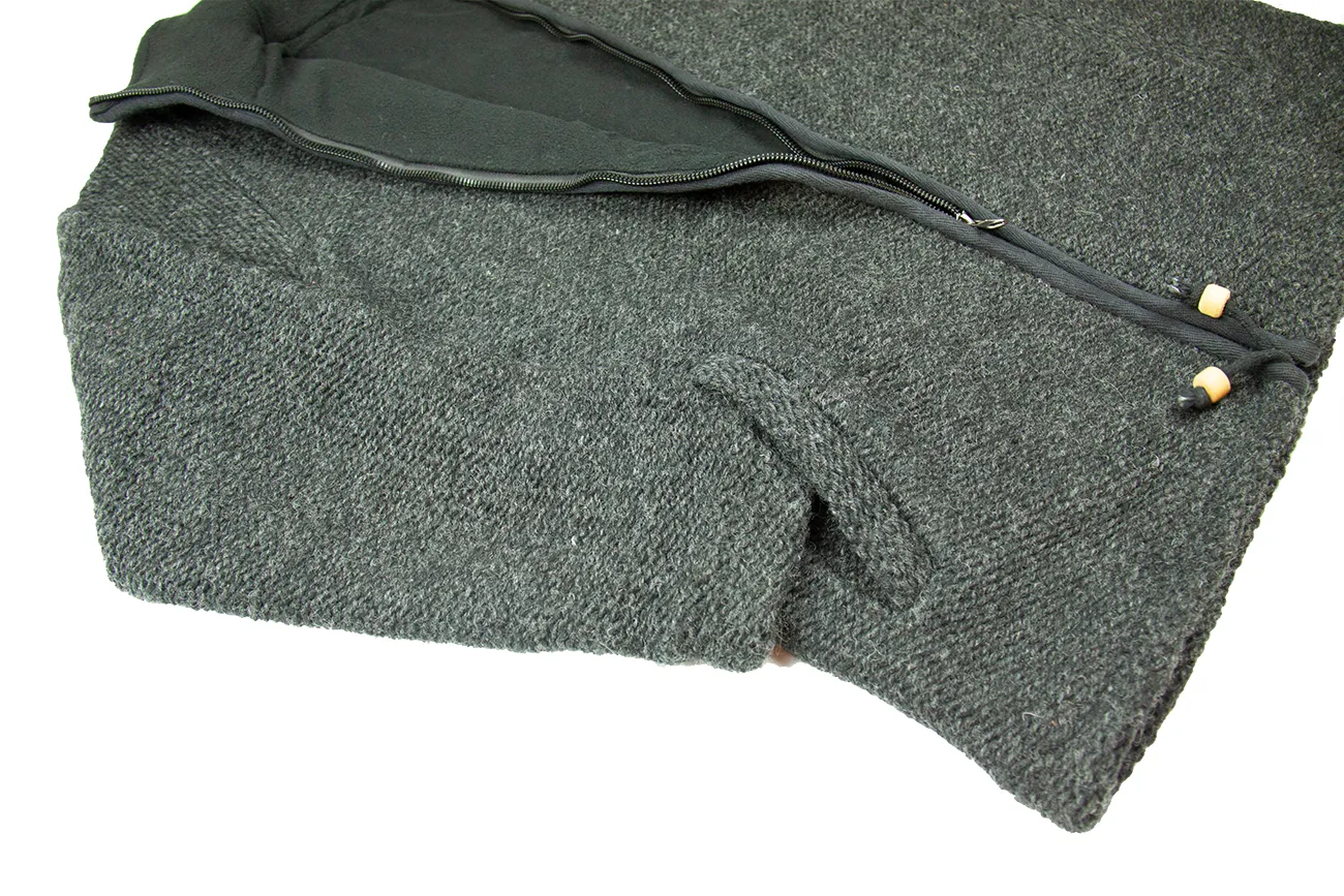 Hand knitted woolen jacket/sweater with soft inner fleece - HMPWJ5