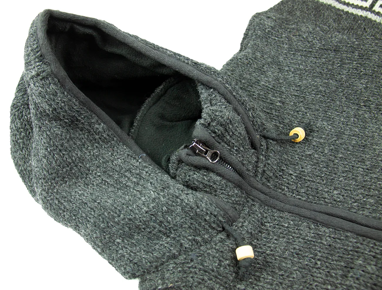 Hand knitted woolen jacket/sweater with soft inner fleece - HMPWJ6