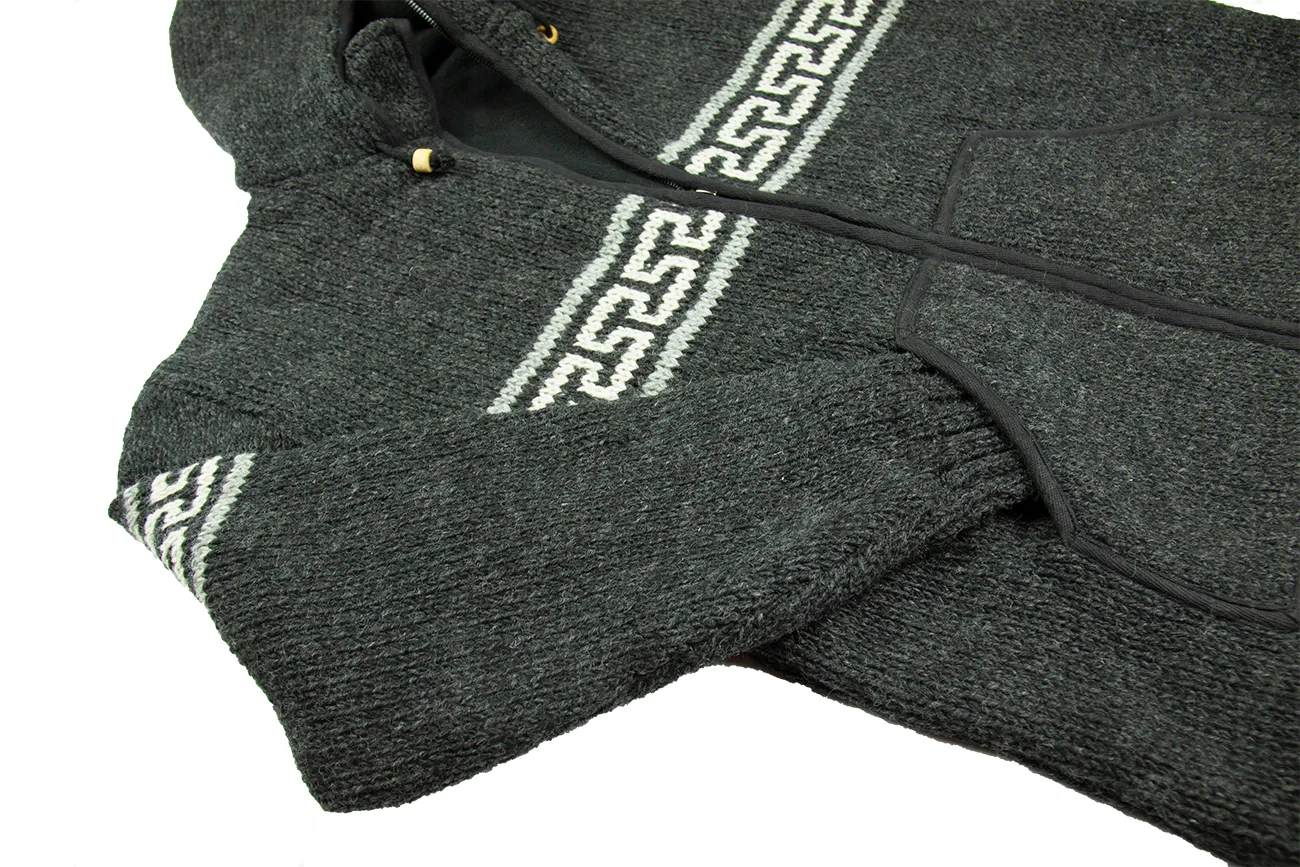 Hand knitted woolen jacket/sweater with soft inner fleece - HMPWJ6