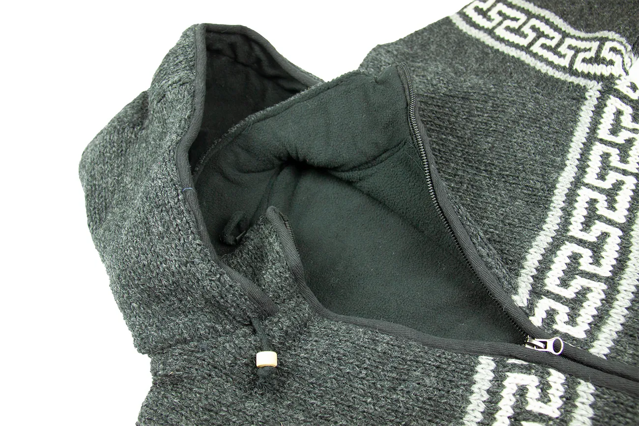 Hand knitted woolen jacket/sweater with soft inner fleece - HMPWJ6