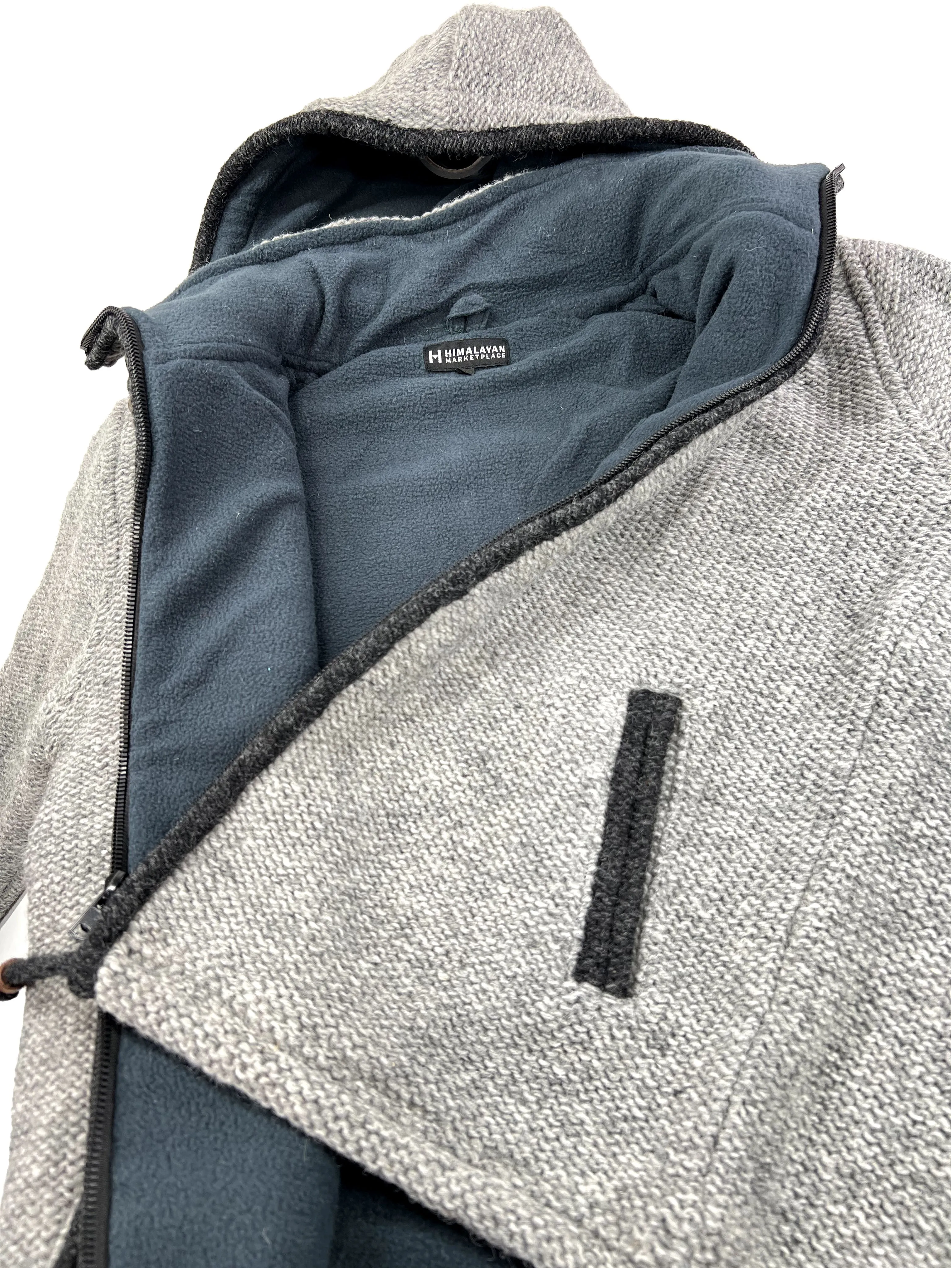 Hand knitted woolen jacket/sweater with soft inner fleece