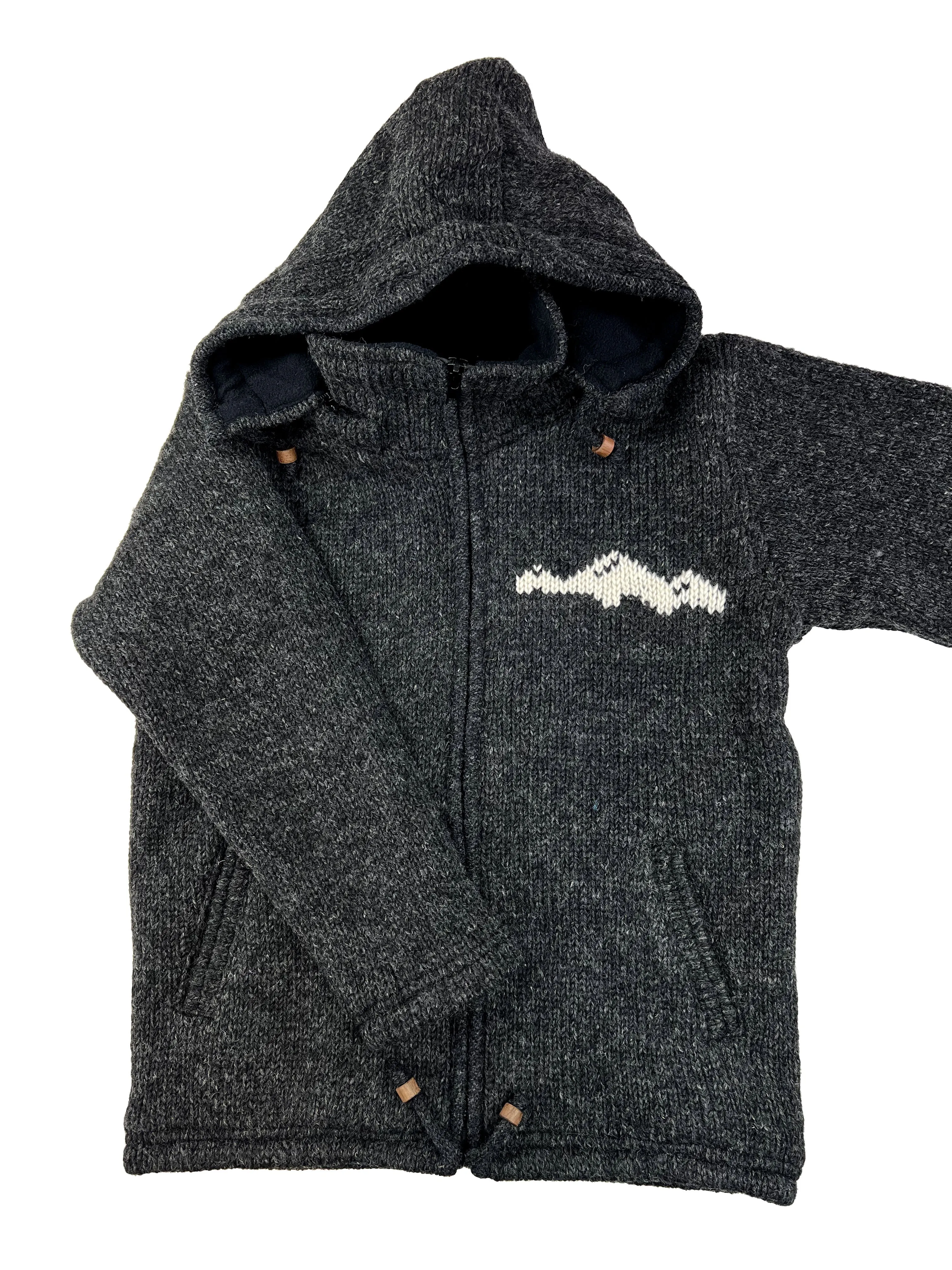 Hand knitted woolen jacket/sweater with soft inner fleece