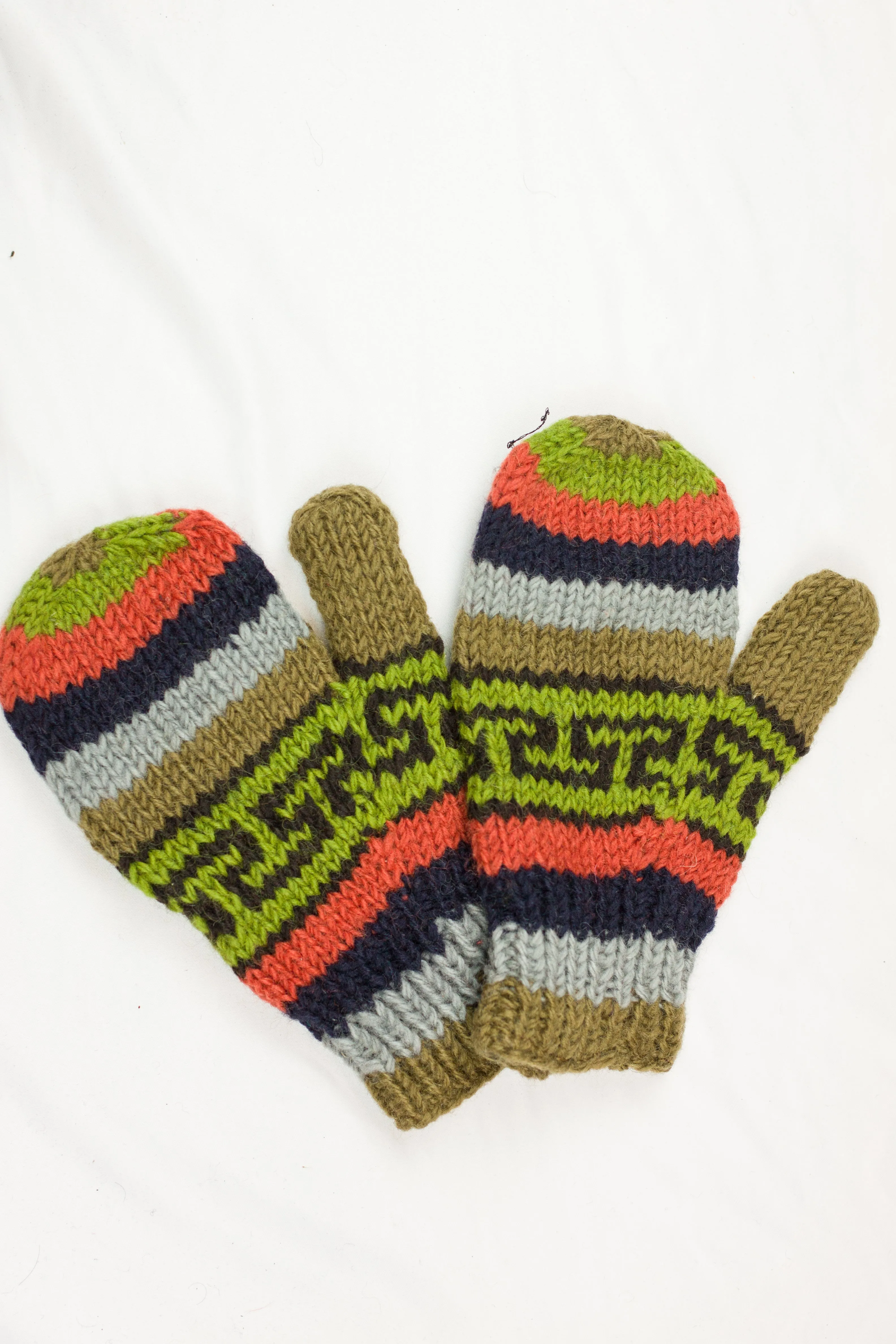 Hand knitted woolen mitten with soft fleece liner - unisex