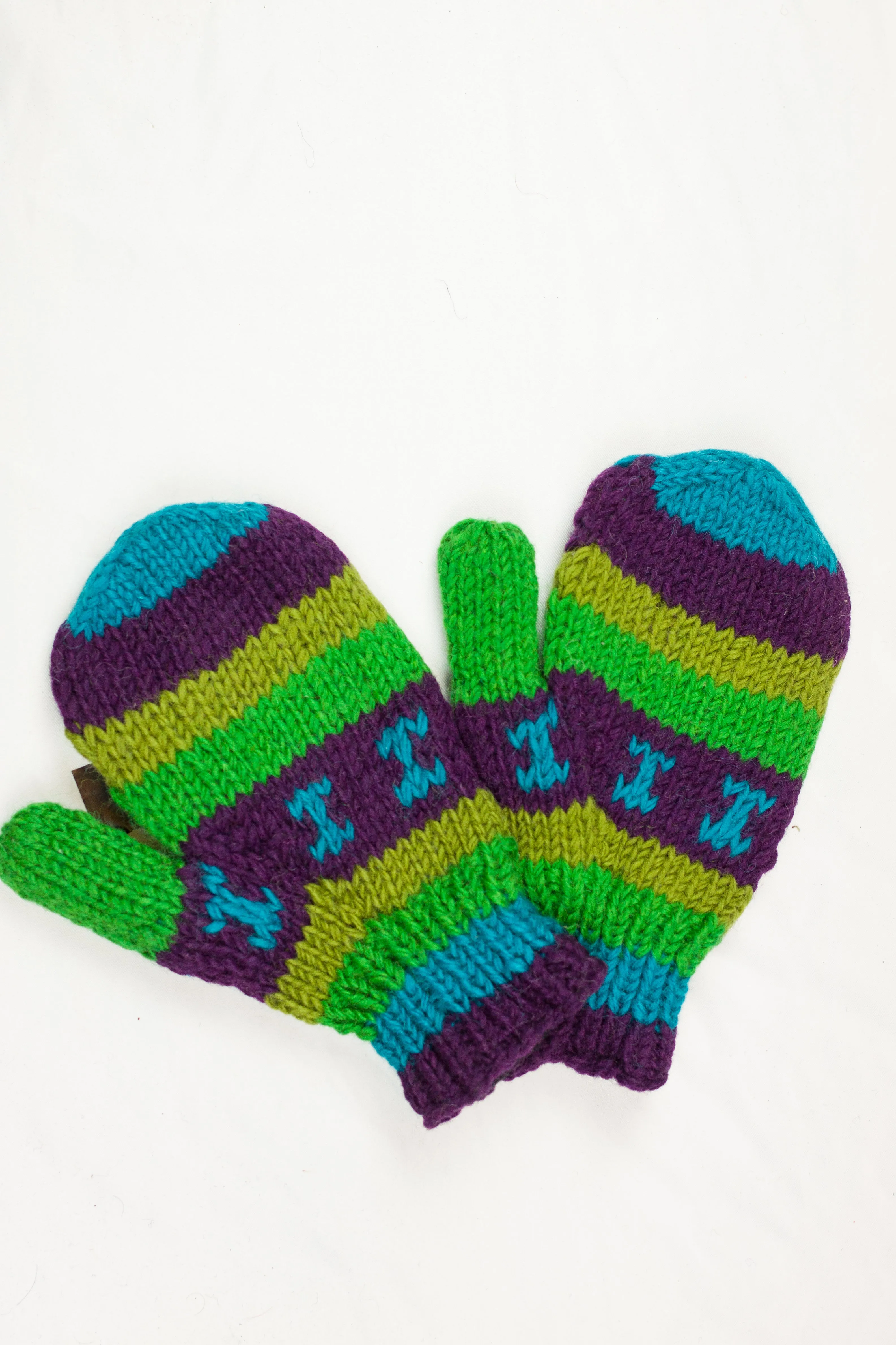 Hand knitted woolen mitten with soft fleece liner - unisex