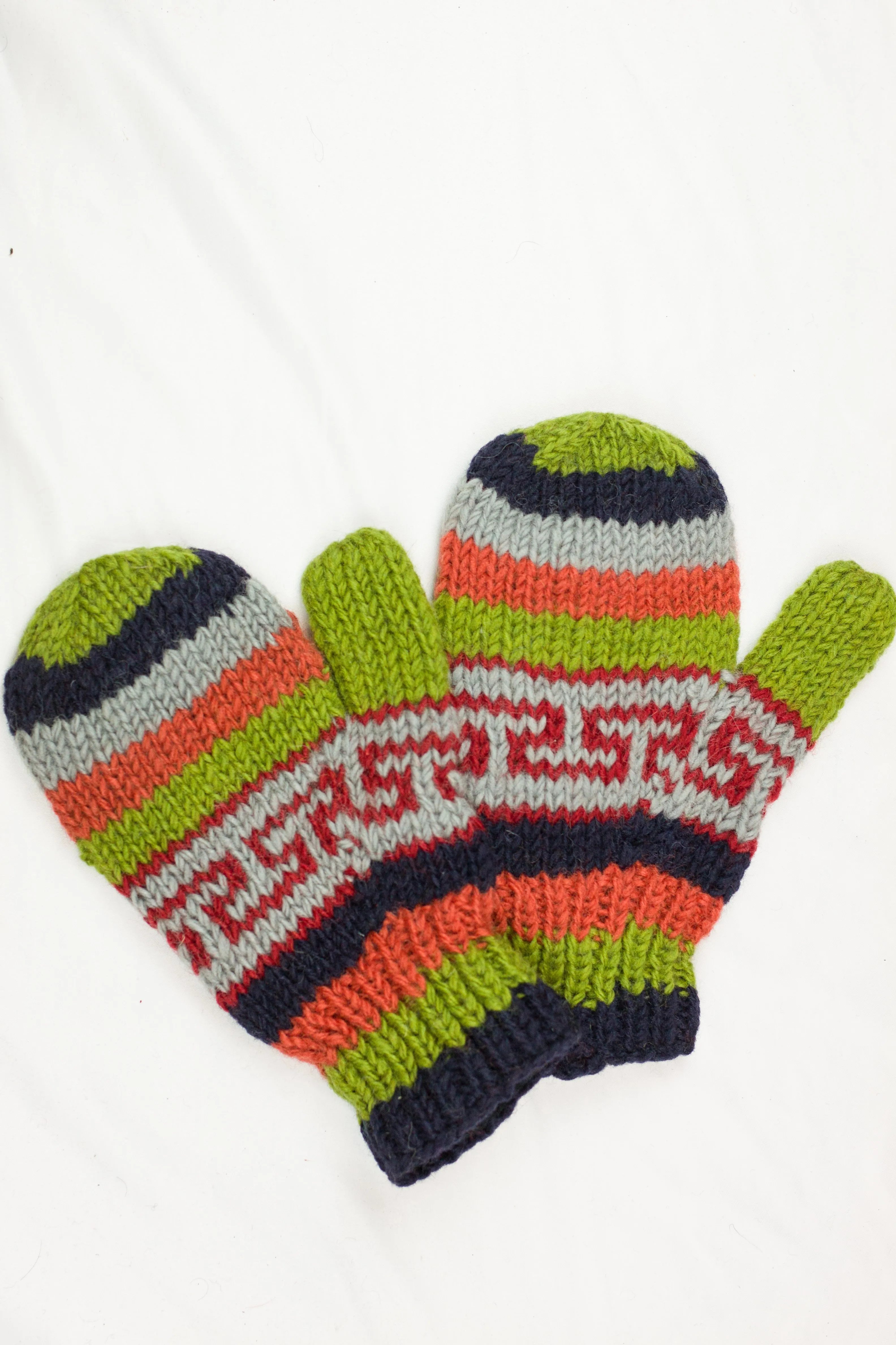Hand knitted woolen mitten with soft fleece liner - unisex