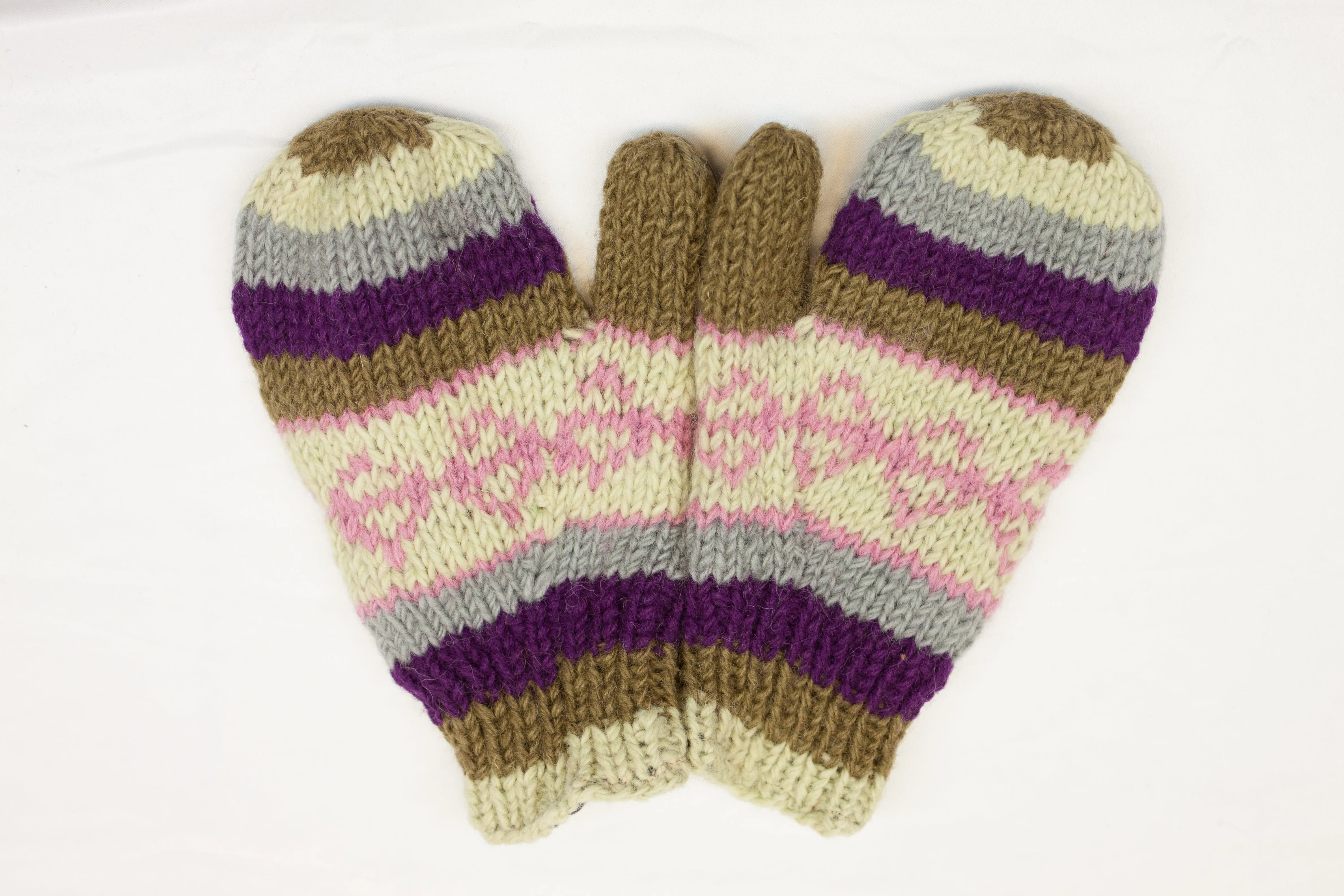 Hand knitted woolen mitten with soft fleece liner - unisex
