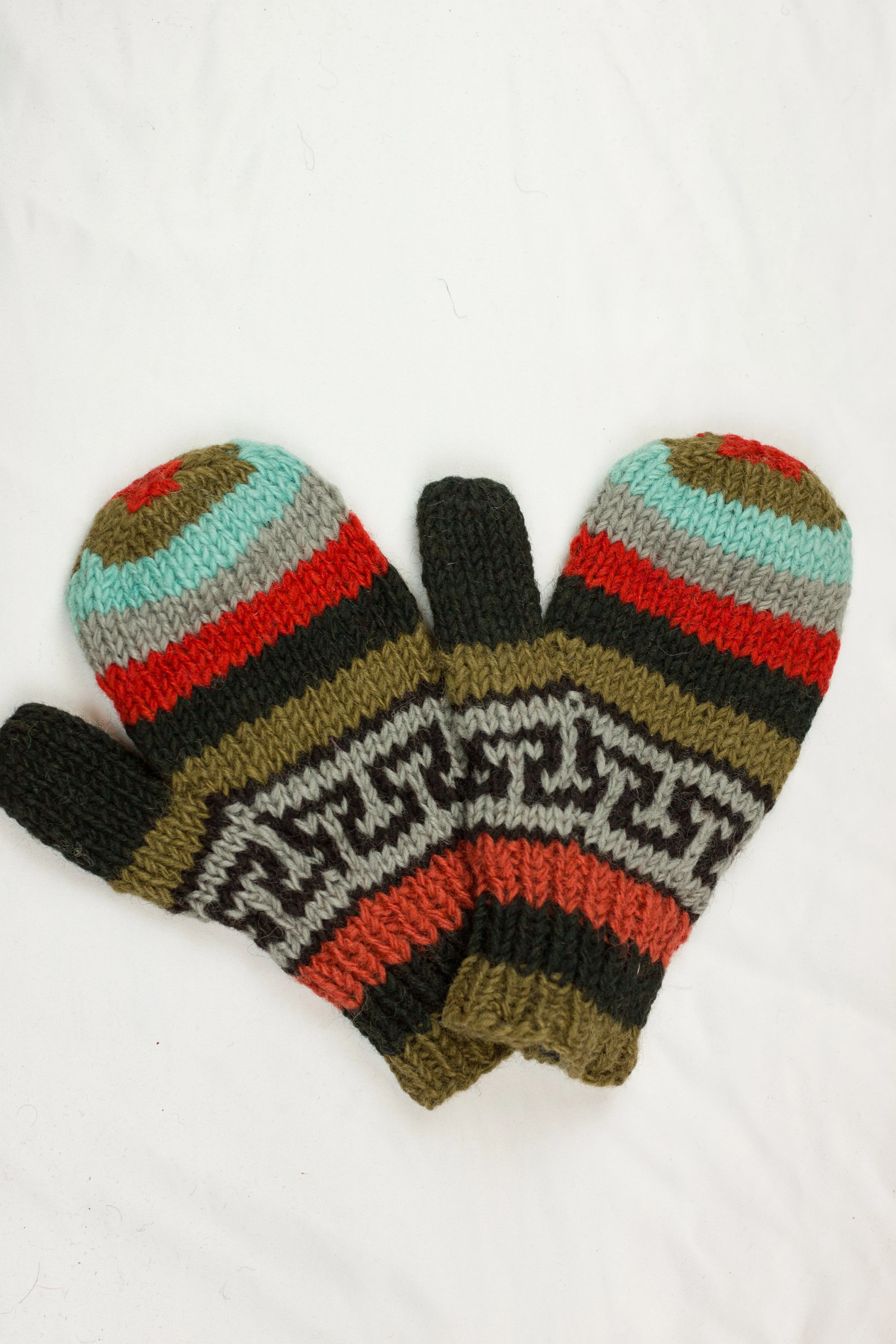 Hand knitted woolen mitten with soft fleece liner - unisex