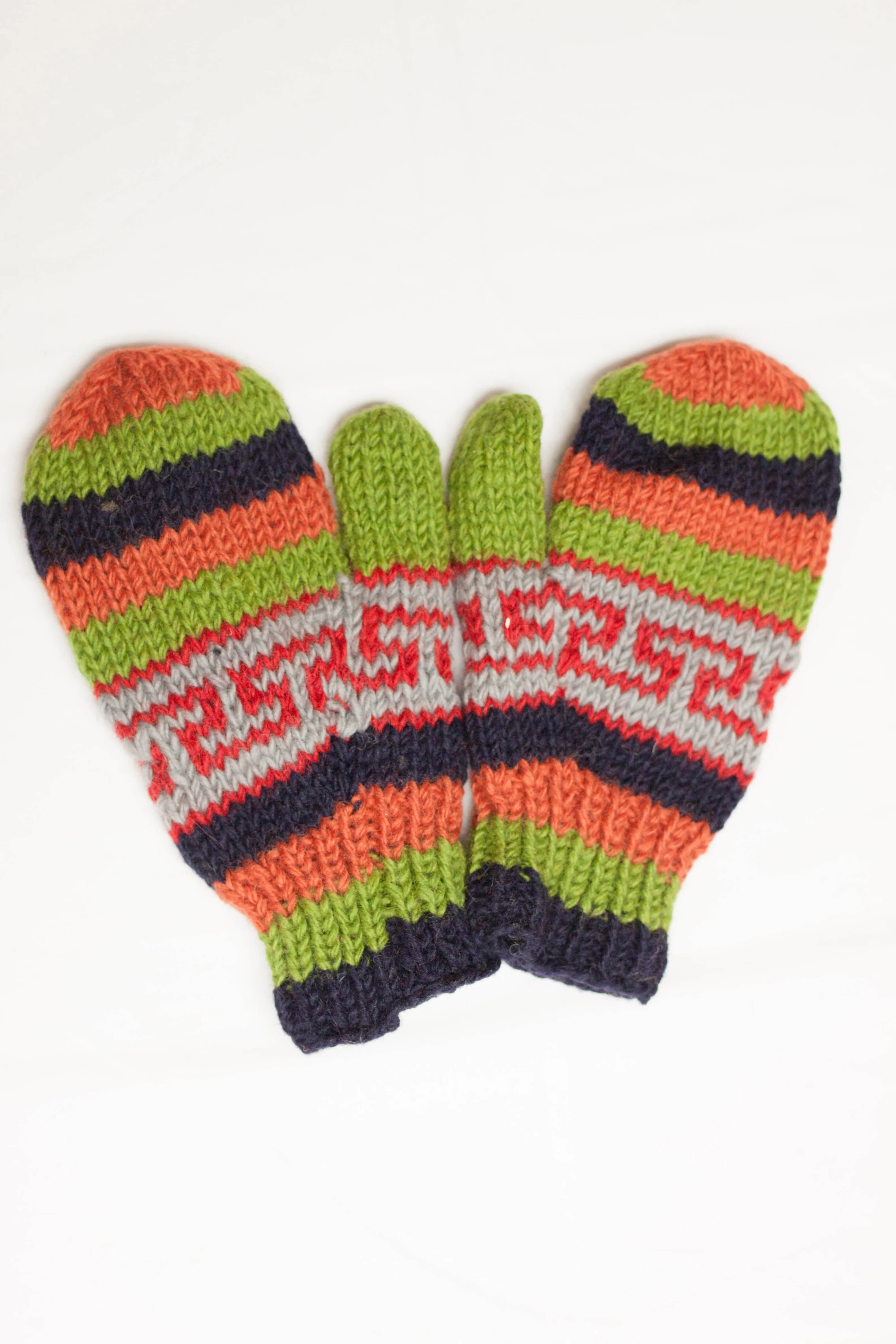 Hand knitted woolen mitten with soft fleece liner - unisex