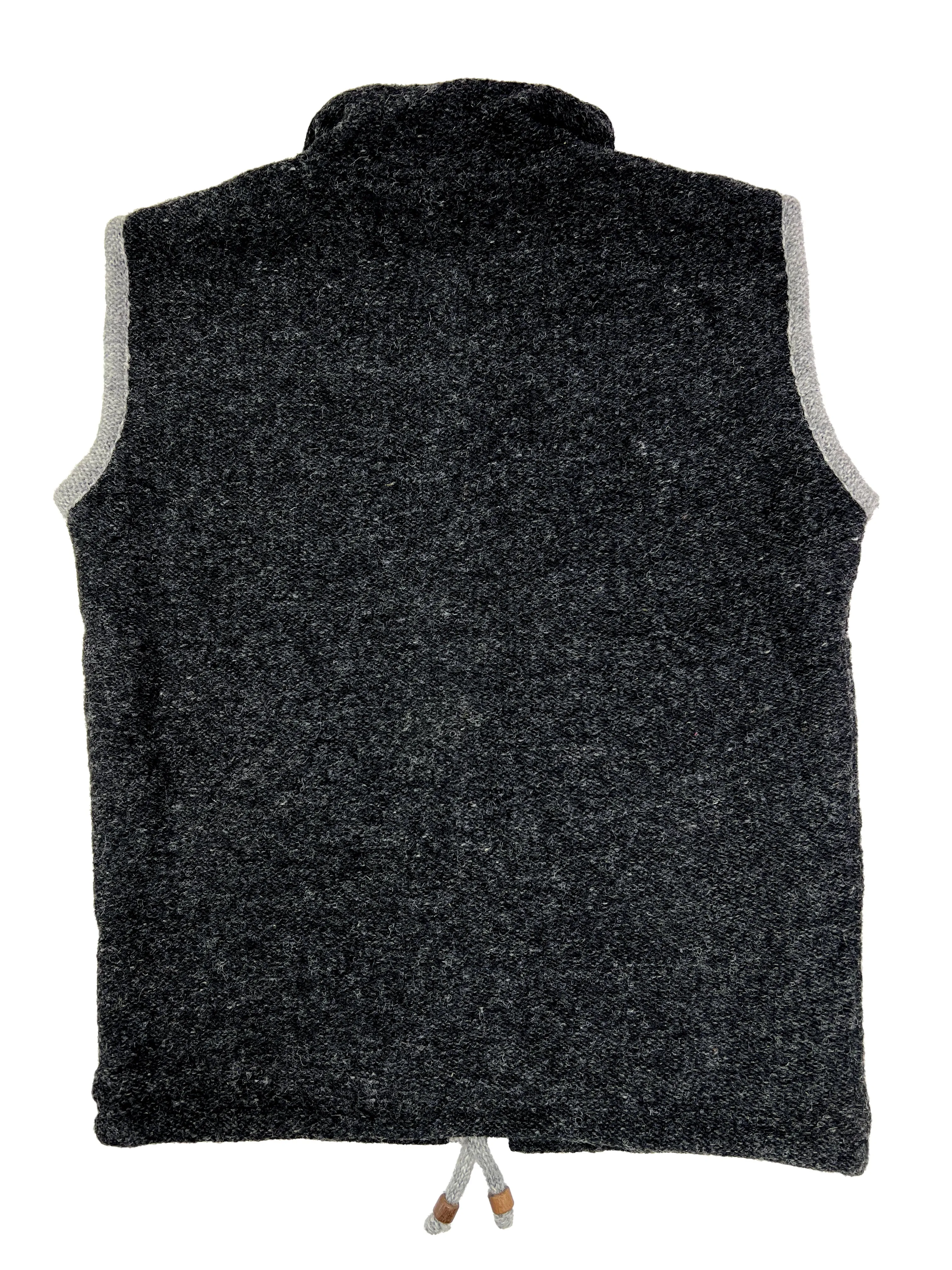 Hand knitted woolen sleeveless jacket/sweater with soft inner fleece