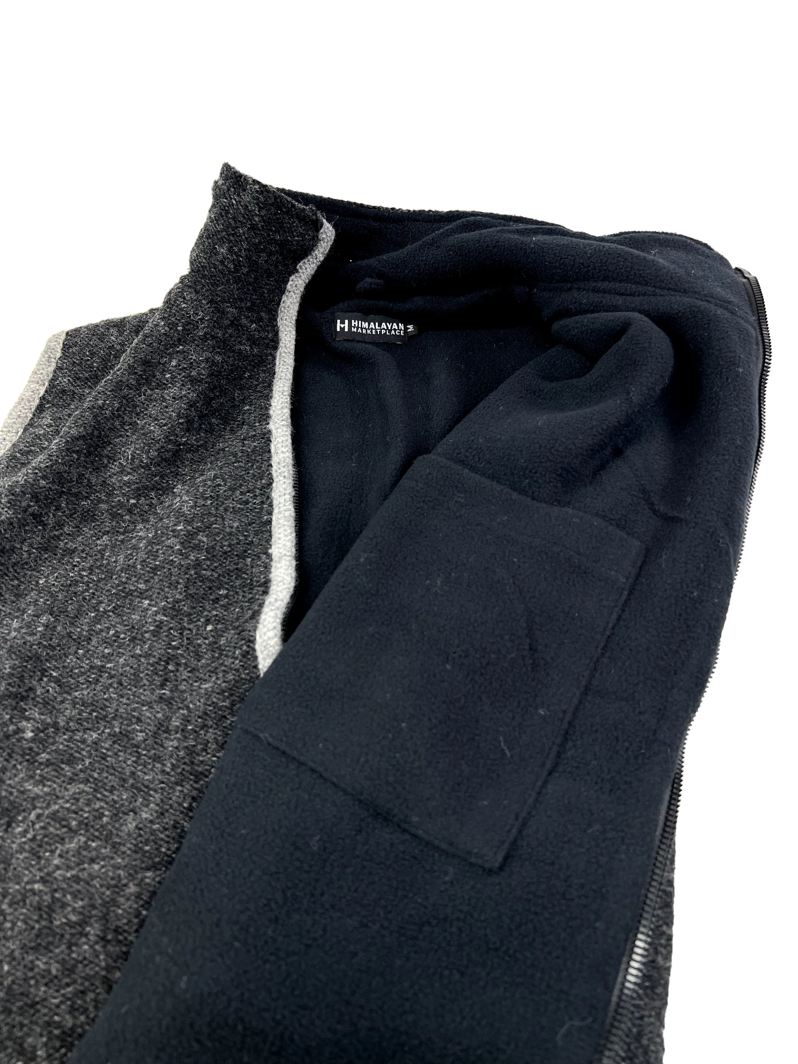 Hand knitted woolen sleeveless jacket/sweater with soft inner fleece