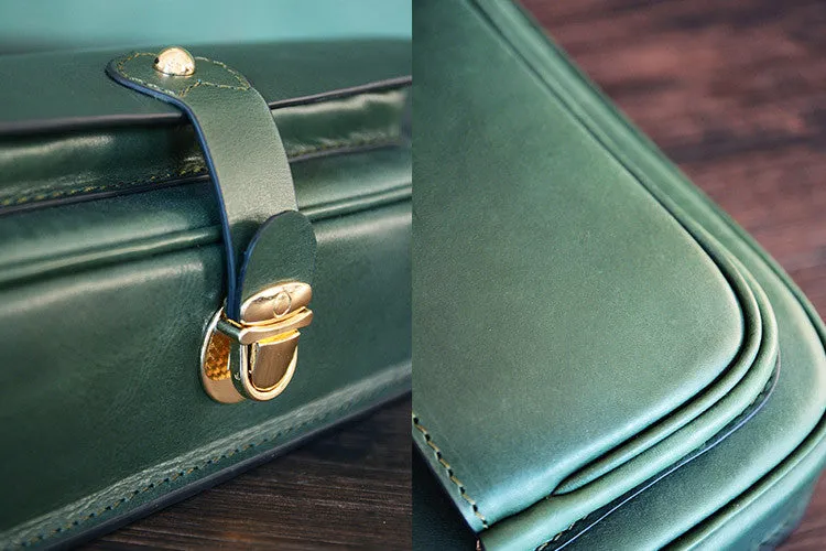 Handmade Italian Leather Satchel Bag Lady Purse D041
