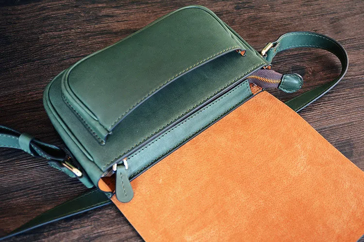 Handmade Italian Leather Satchel Bag Lady Purse D041