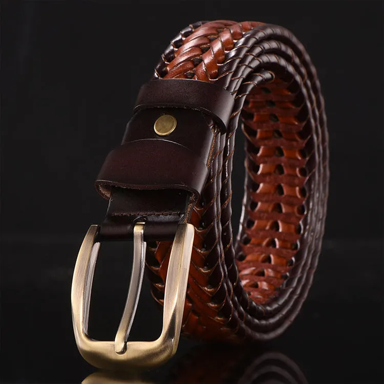 Handmade Woven Men's Leather Belt