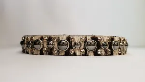 HB 3/4" Collar - Zebra Leather / Grey Stones & Clear Crystals