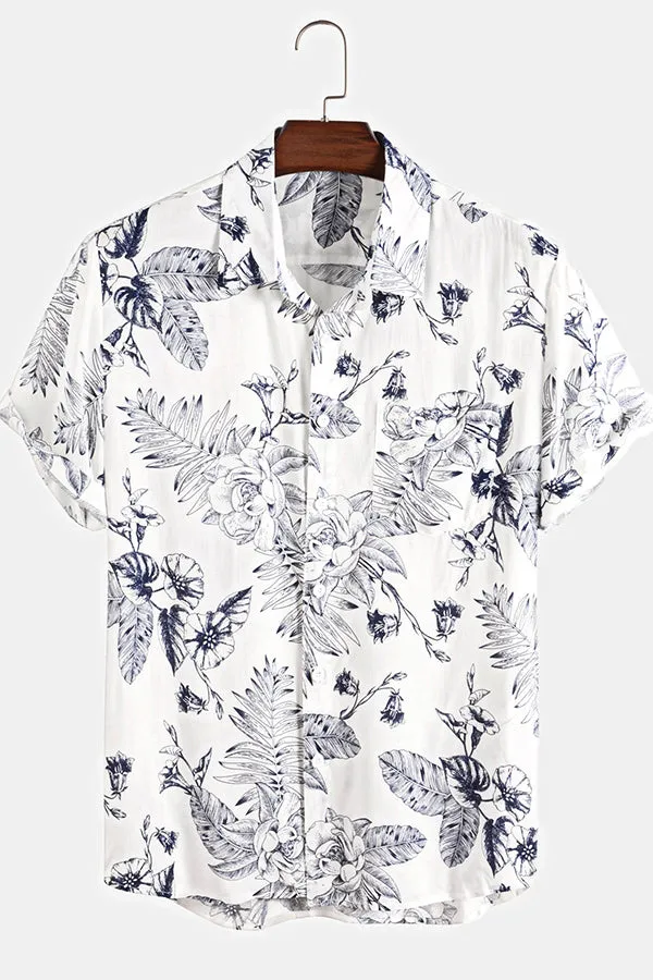 Holiday Floral Print Lapel Shirts