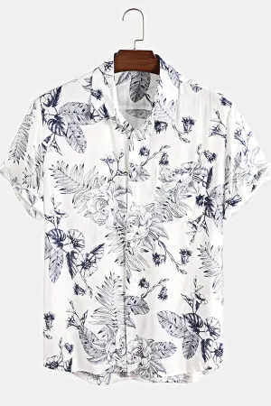 Holiday Floral Print Lapel Shirts