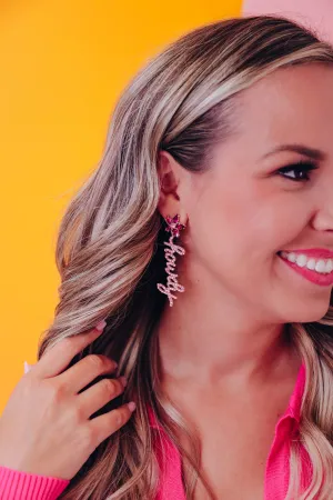 Howdy Rhinestone Earrings - Pink
