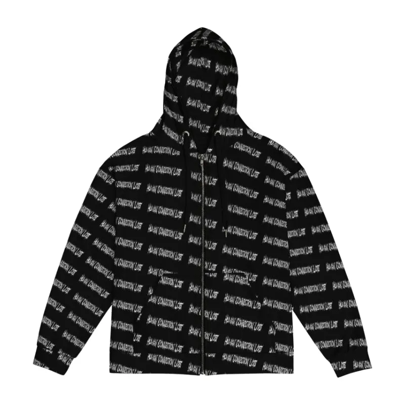 Human Connection Lost All Over Print Zip Up Sweater