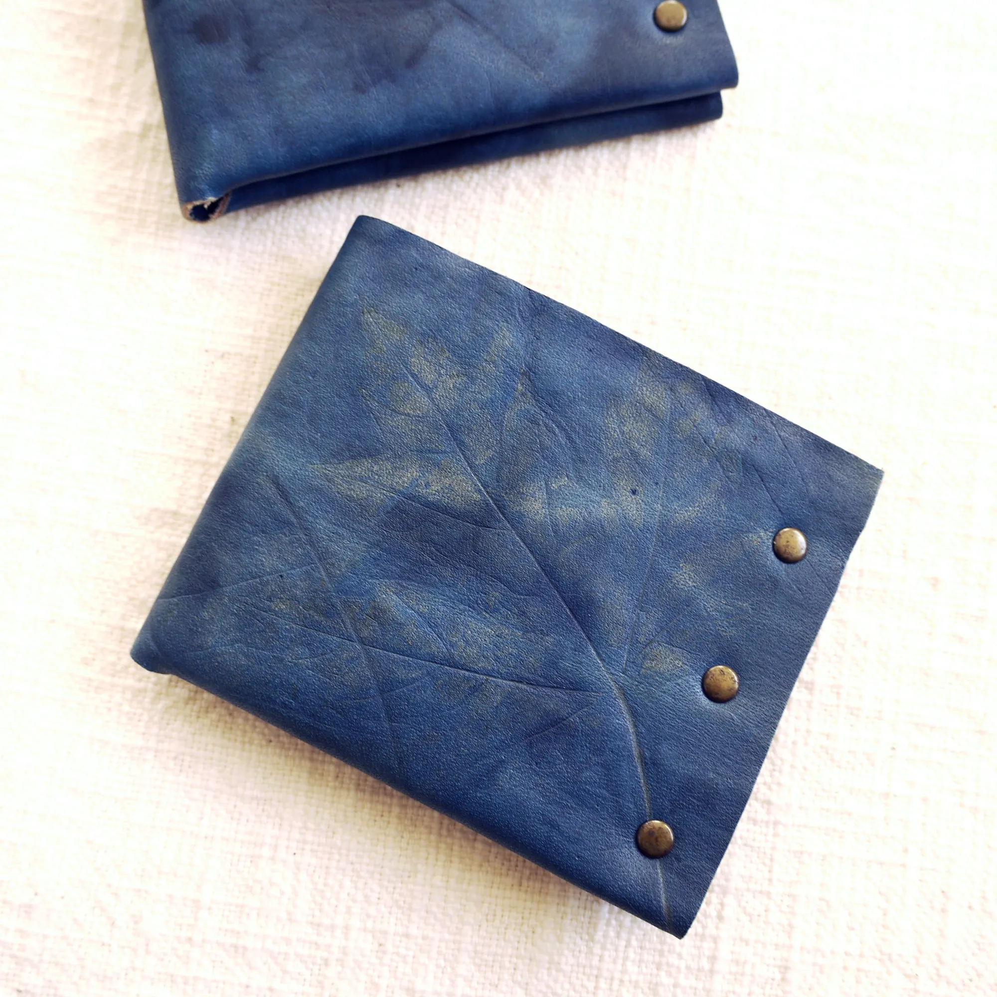 Indigo Leather Billfold Wallet.  Handmade in NYC