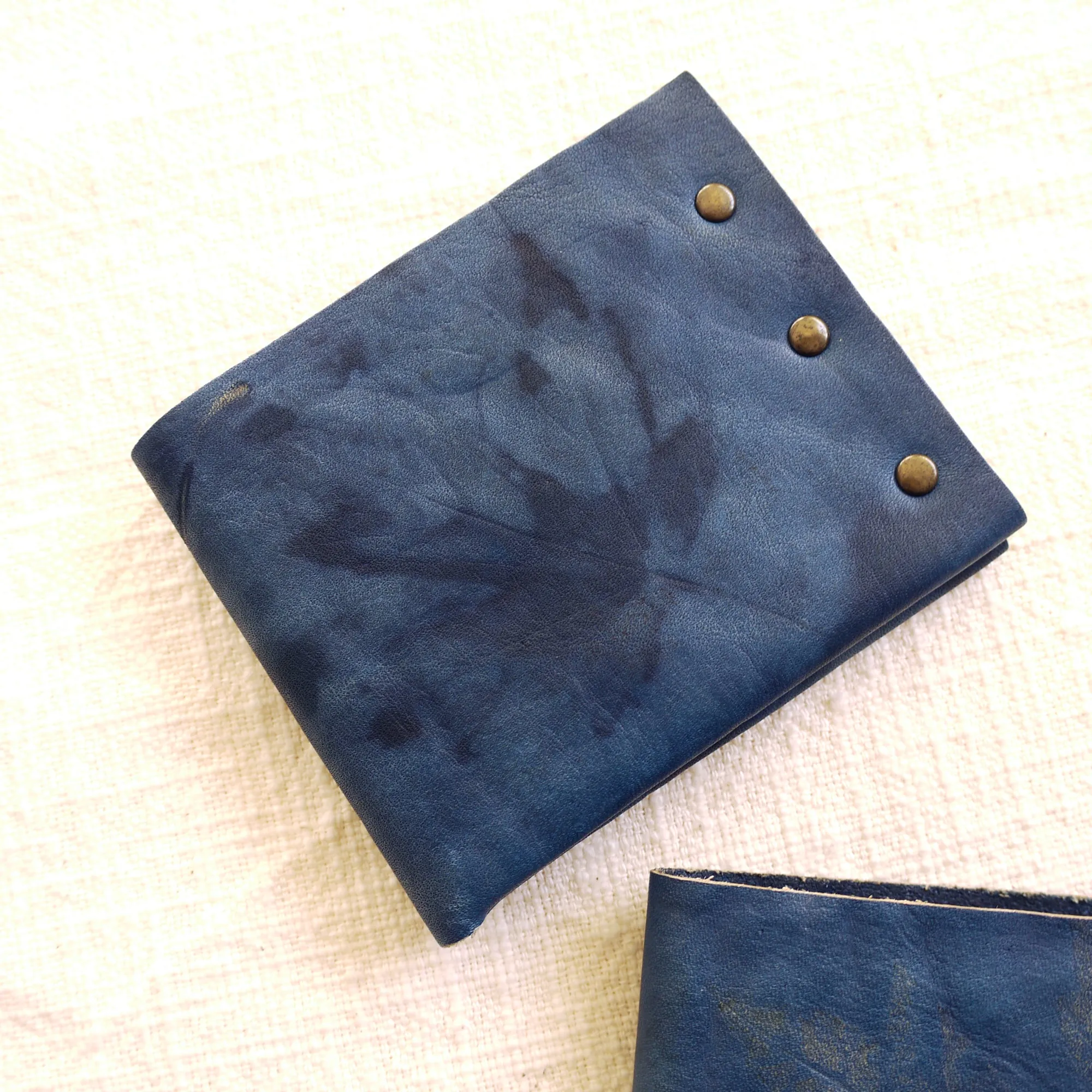 Indigo Leather Billfold Wallet.  Handmade in NYC