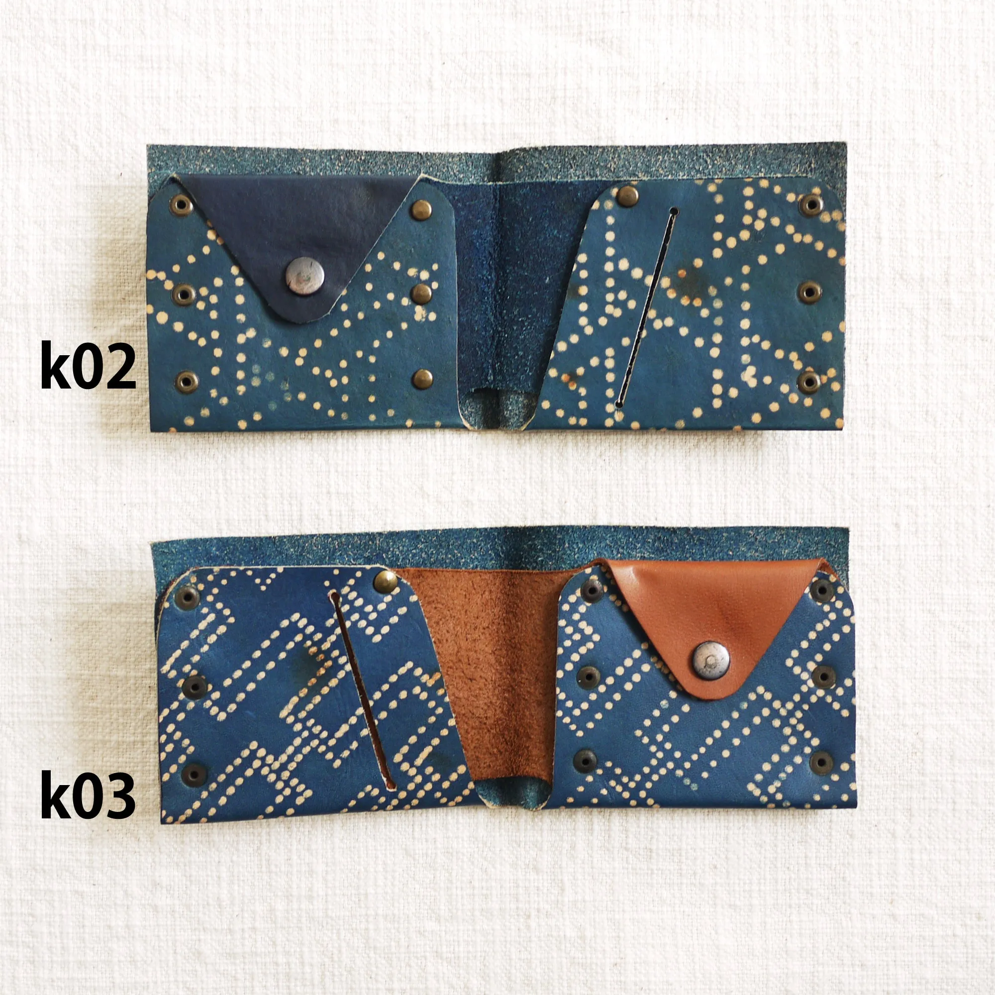 Indigo Leather Billfold Wallet.  Handmade in NYC