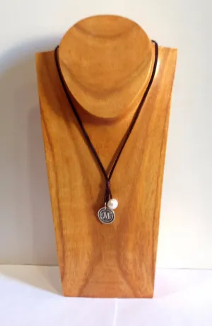 Initial Charm Freshwater Pearl and Sterling Silver Necklace