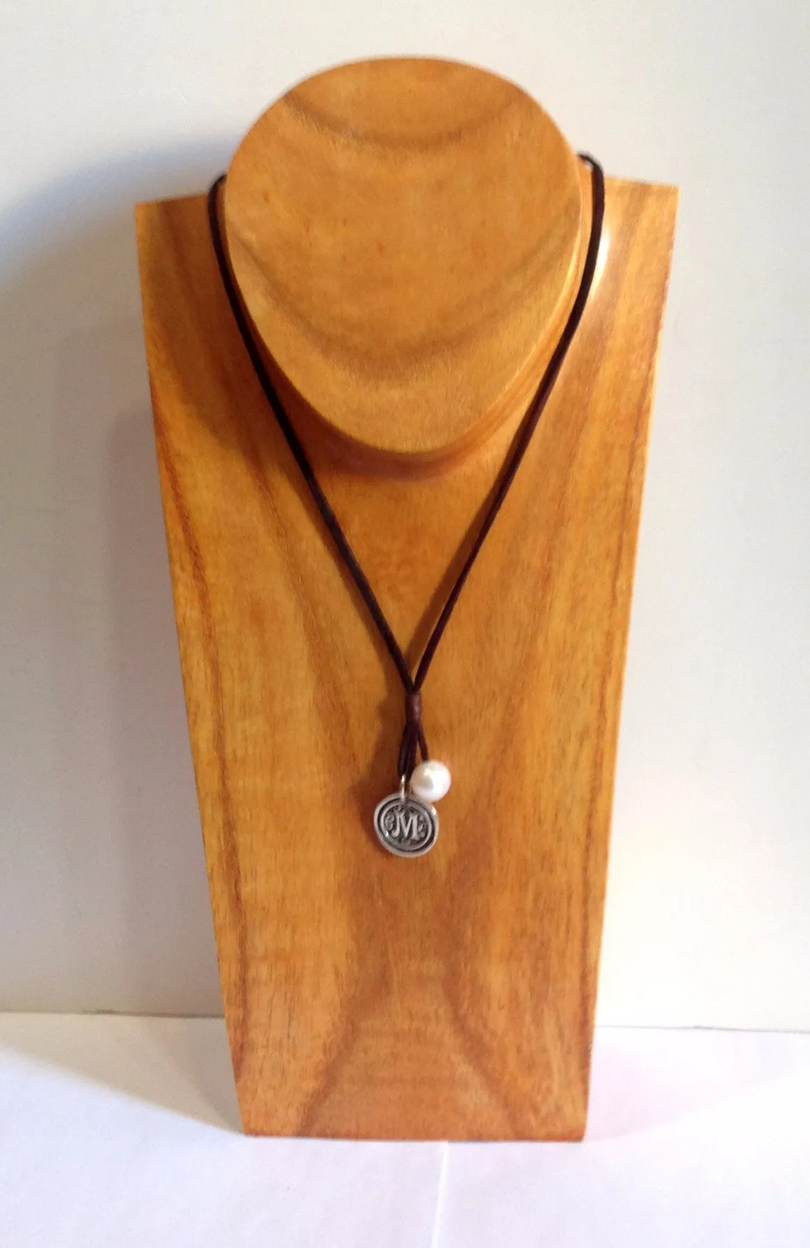 Initial Charm Freshwater Pearl and Sterling Silver Necklace