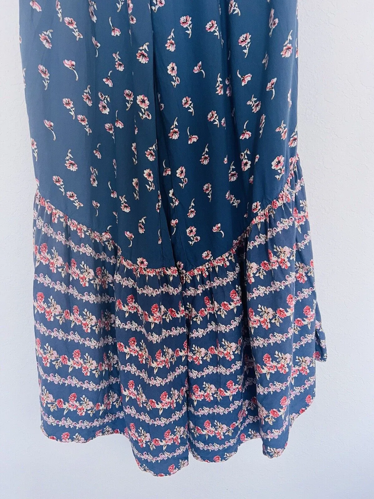 JAPNA Wide Leg Romper Sz M  Floral Wide Legs Ruffle Strapless Smocked Jumpsuit