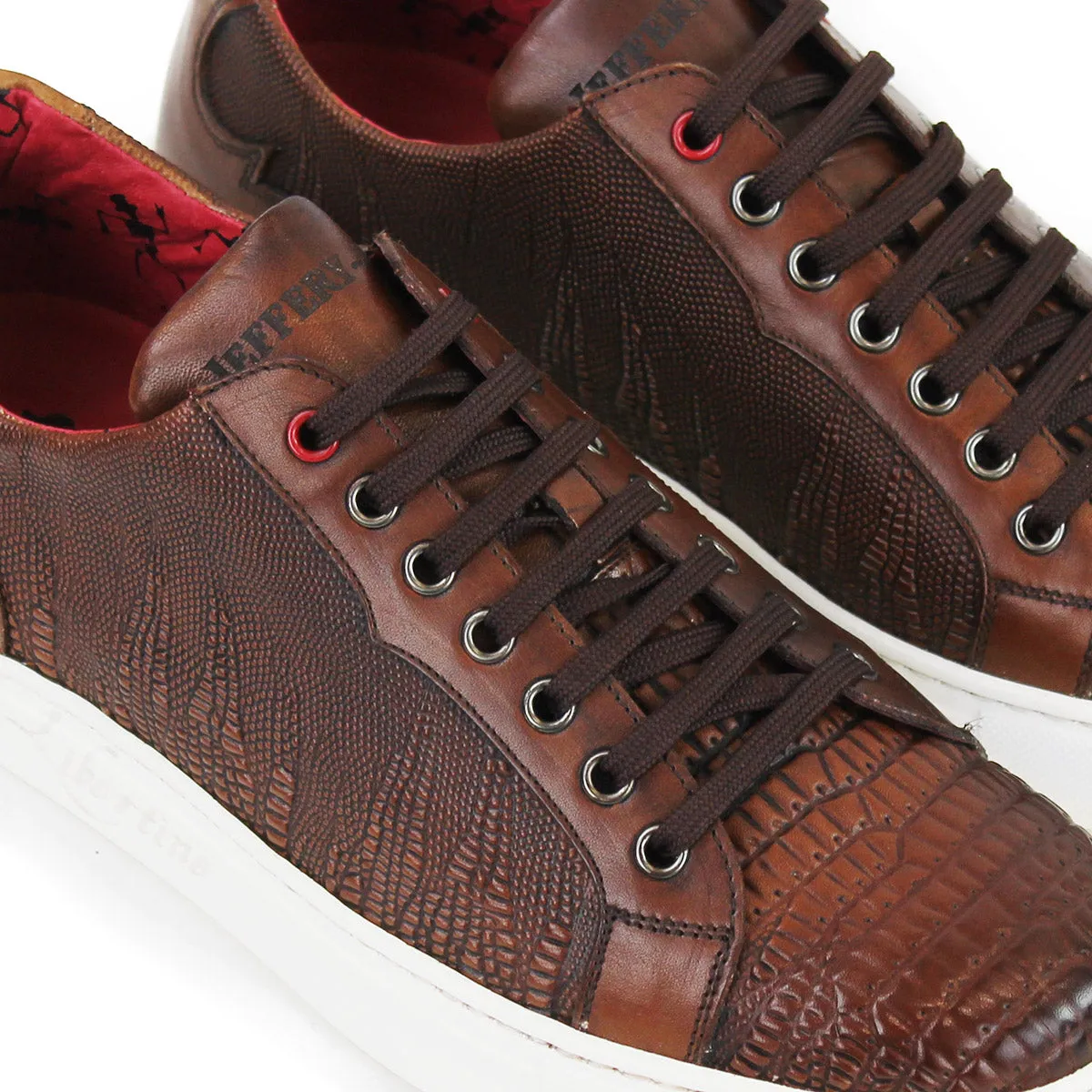 Jeffery West - Apolo Grain Leather Trainers in Brown
