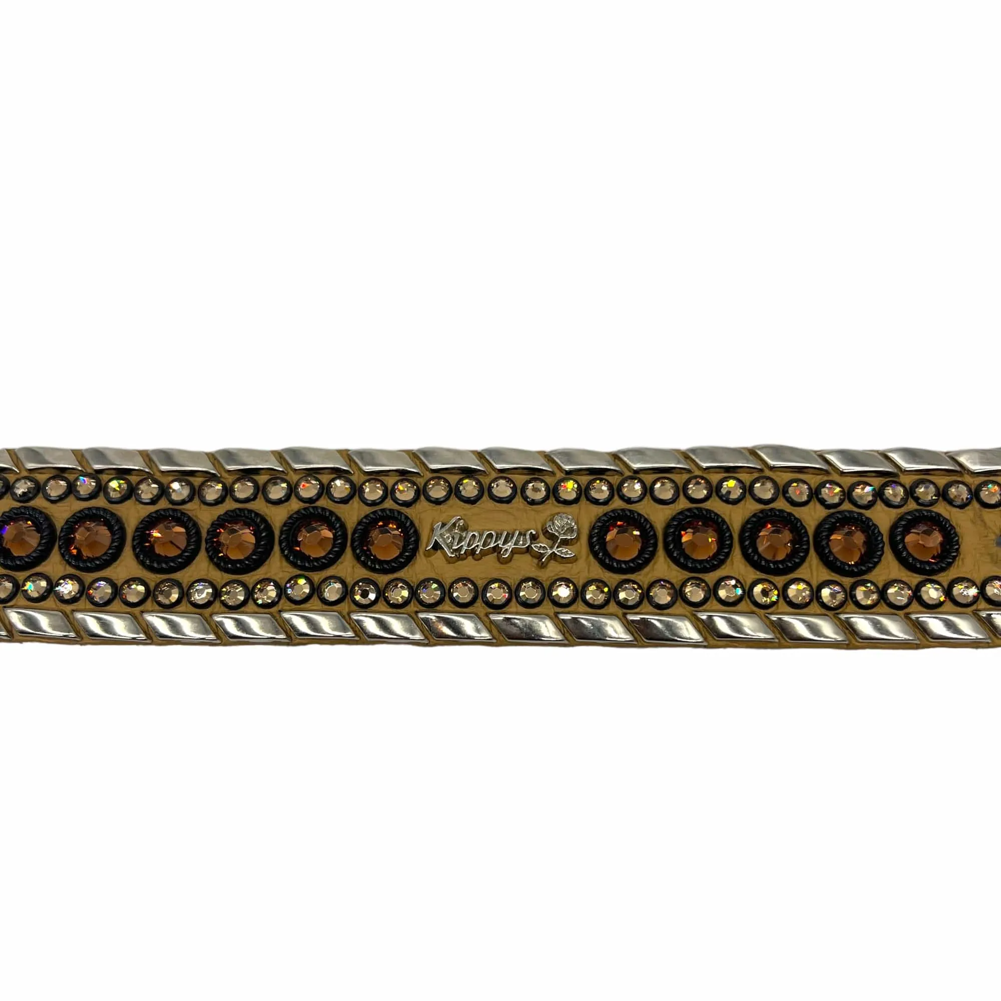KIPPYS Crystal-Embellished Western Style Leather Belt with Silver Buckle - Tan
