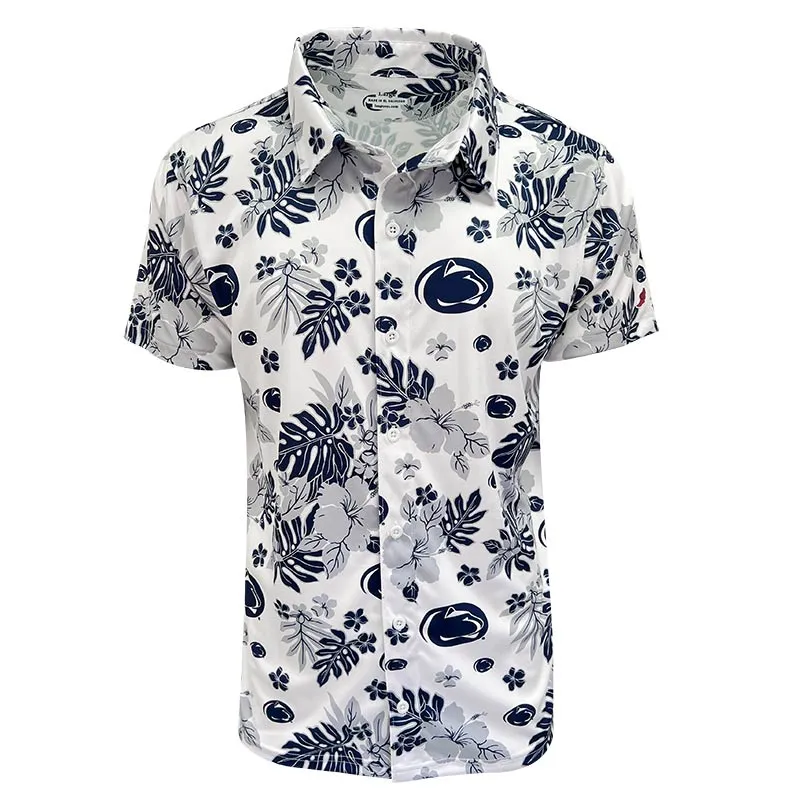 League Custom PSU Hawaiian Floral Camp Shirt