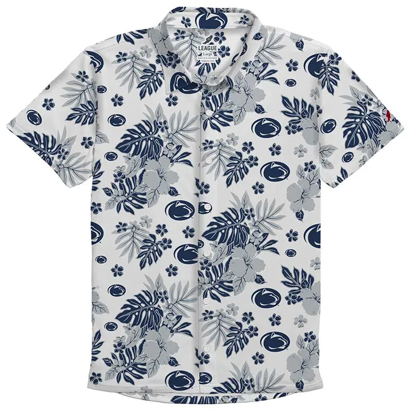 League Custom PSU Hawaiian Floral Camp Shirt
