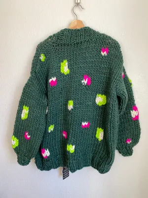 Leopard Print Cardigan Sweater in Enchanted Forest Neons
