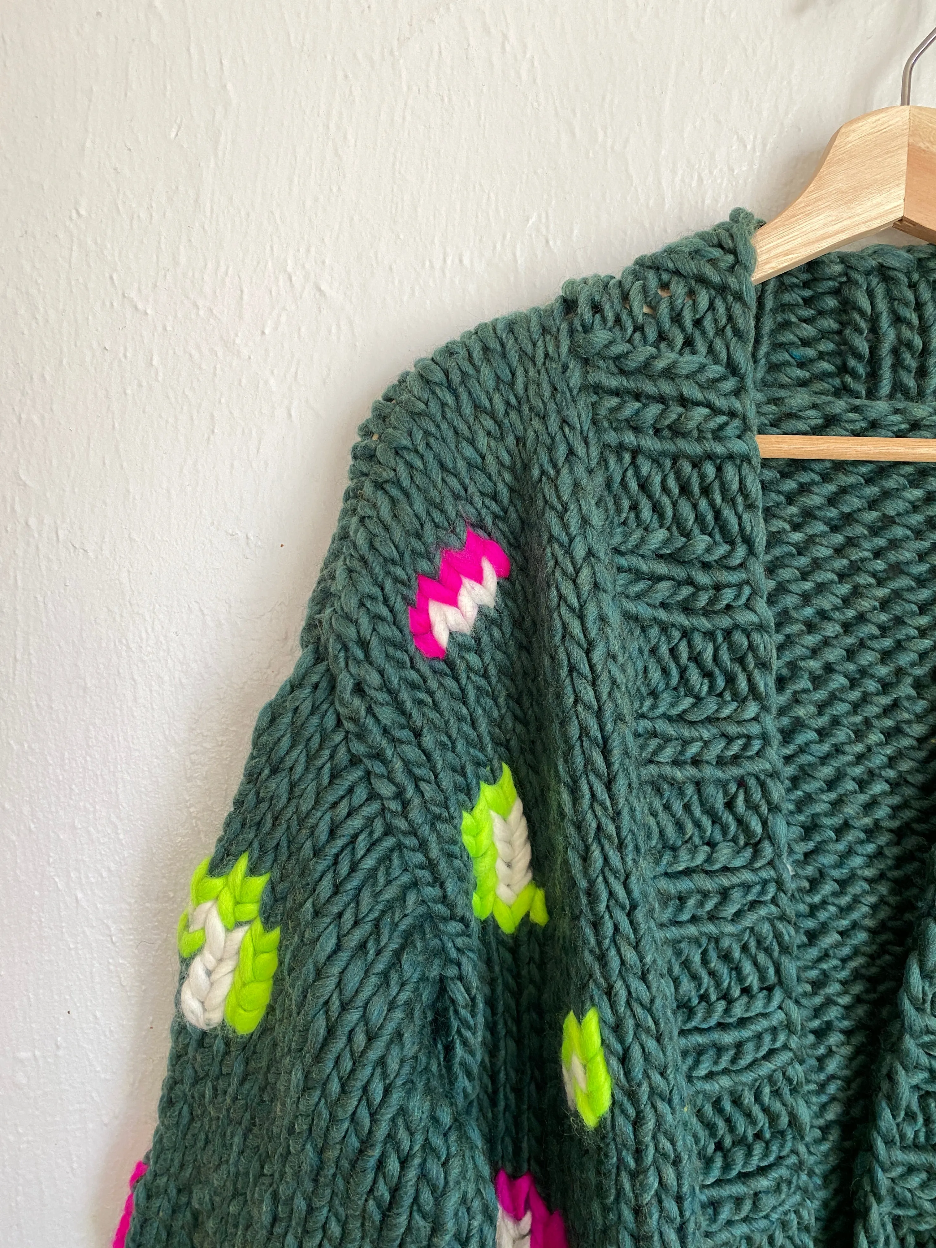 Leopard Print Cardigan Sweater in Enchanted Forest Neons