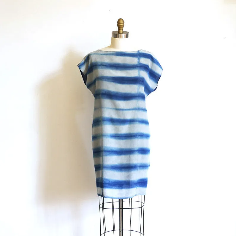 LINEAR. indigo dyed silk dress