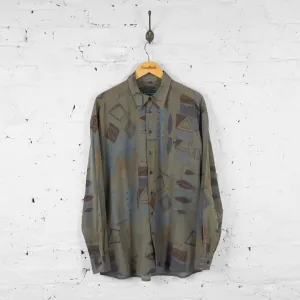 Long Sleeve Patterned Shirt - Green - XL
