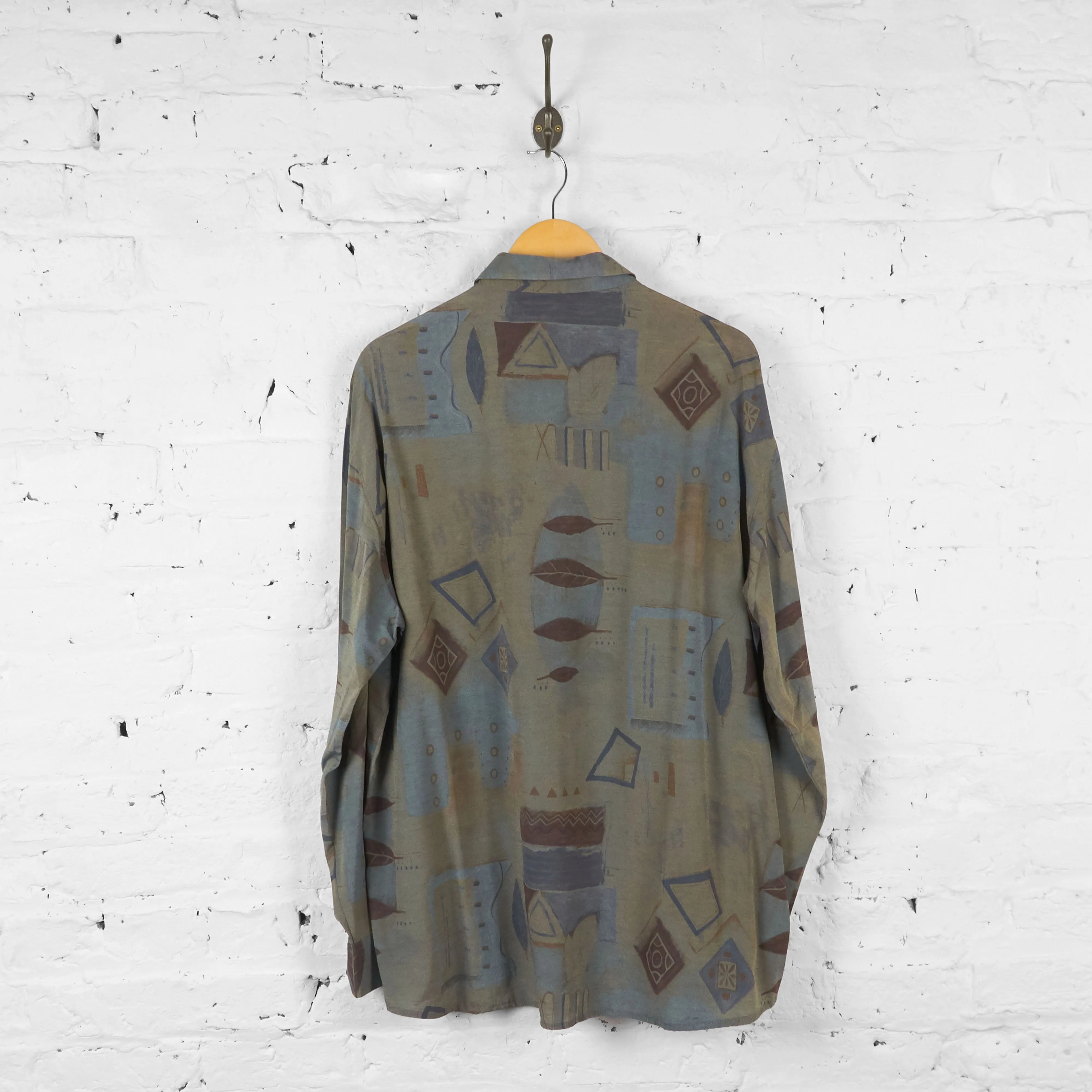 Long Sleeve Patterned Shirt - Green - XL