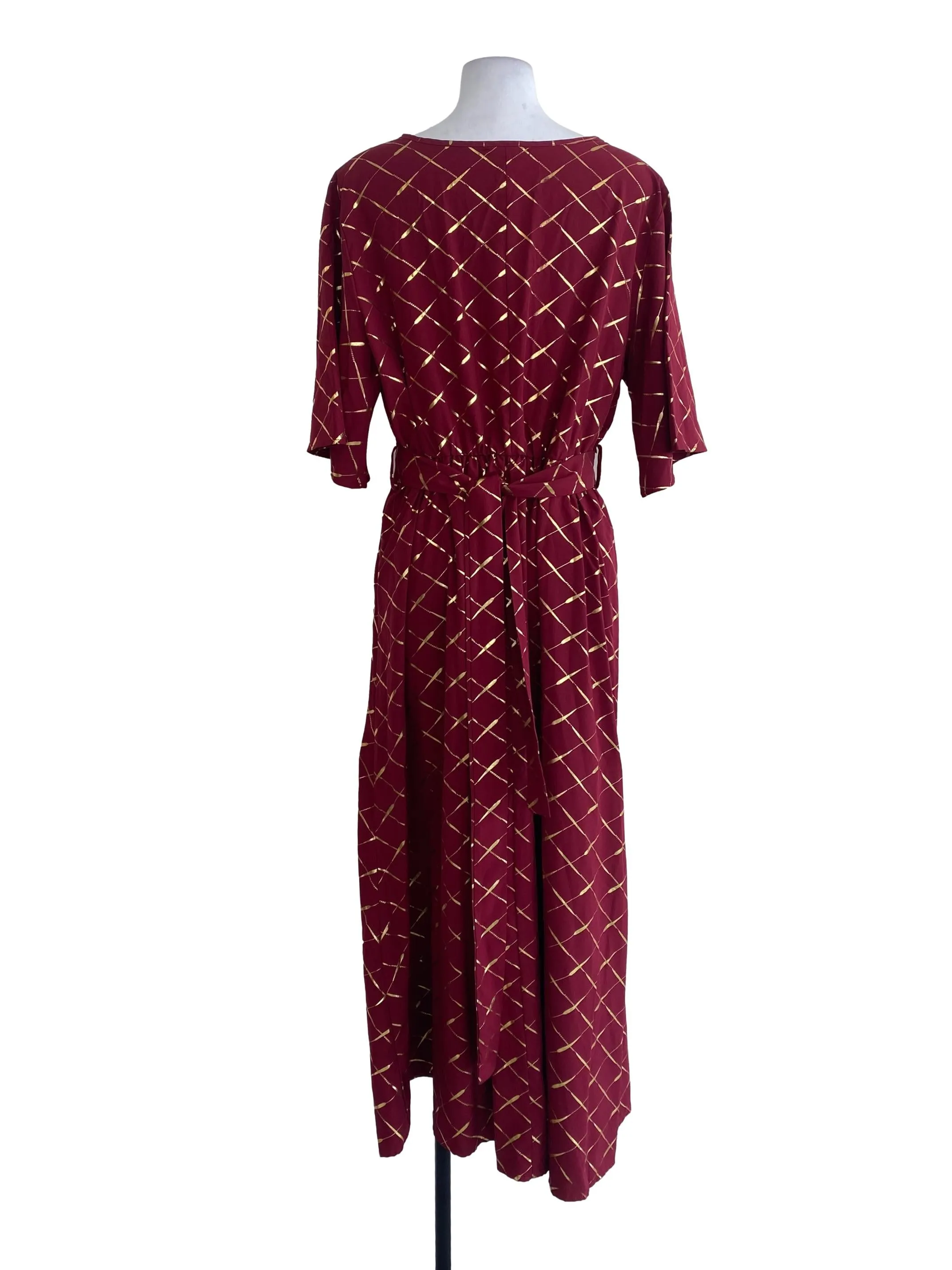 Maroon Patterned Maxi Dress