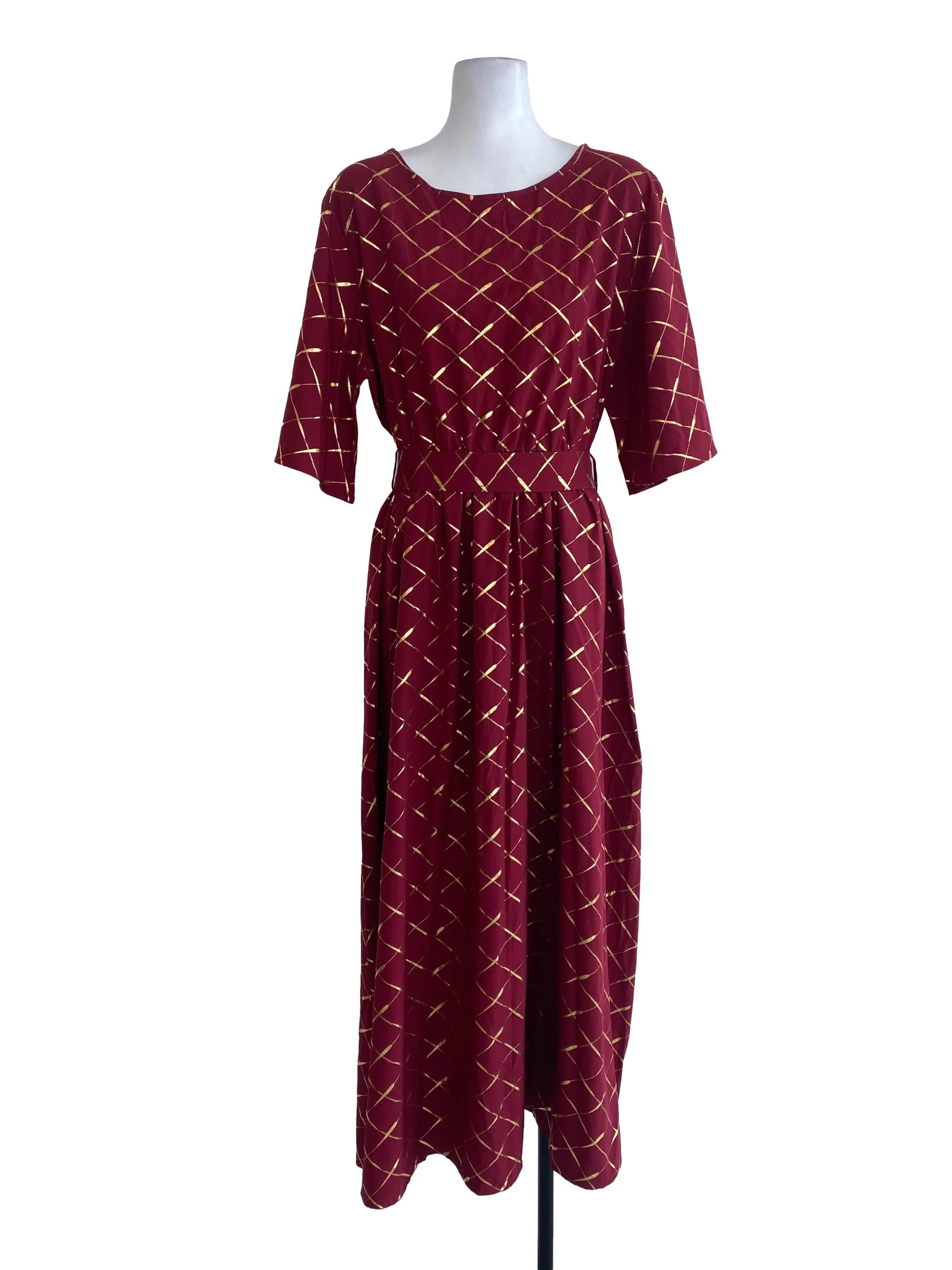 Maroon Patterned Maxi Dress