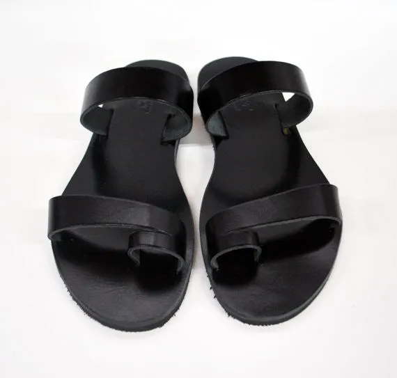 Men black handmade sandals