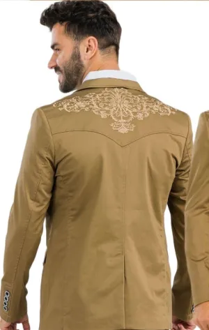 Men’s Ace of Diamond Khaki Embroidered Blazer